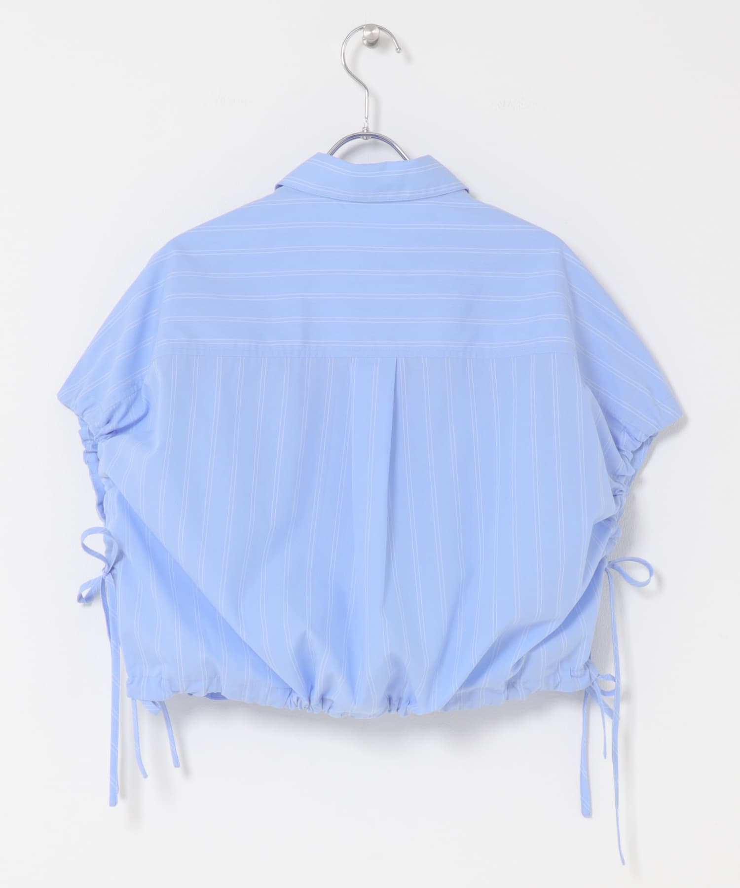 『イージーケア』クロップドギャザーシャツ BLUxOFF One