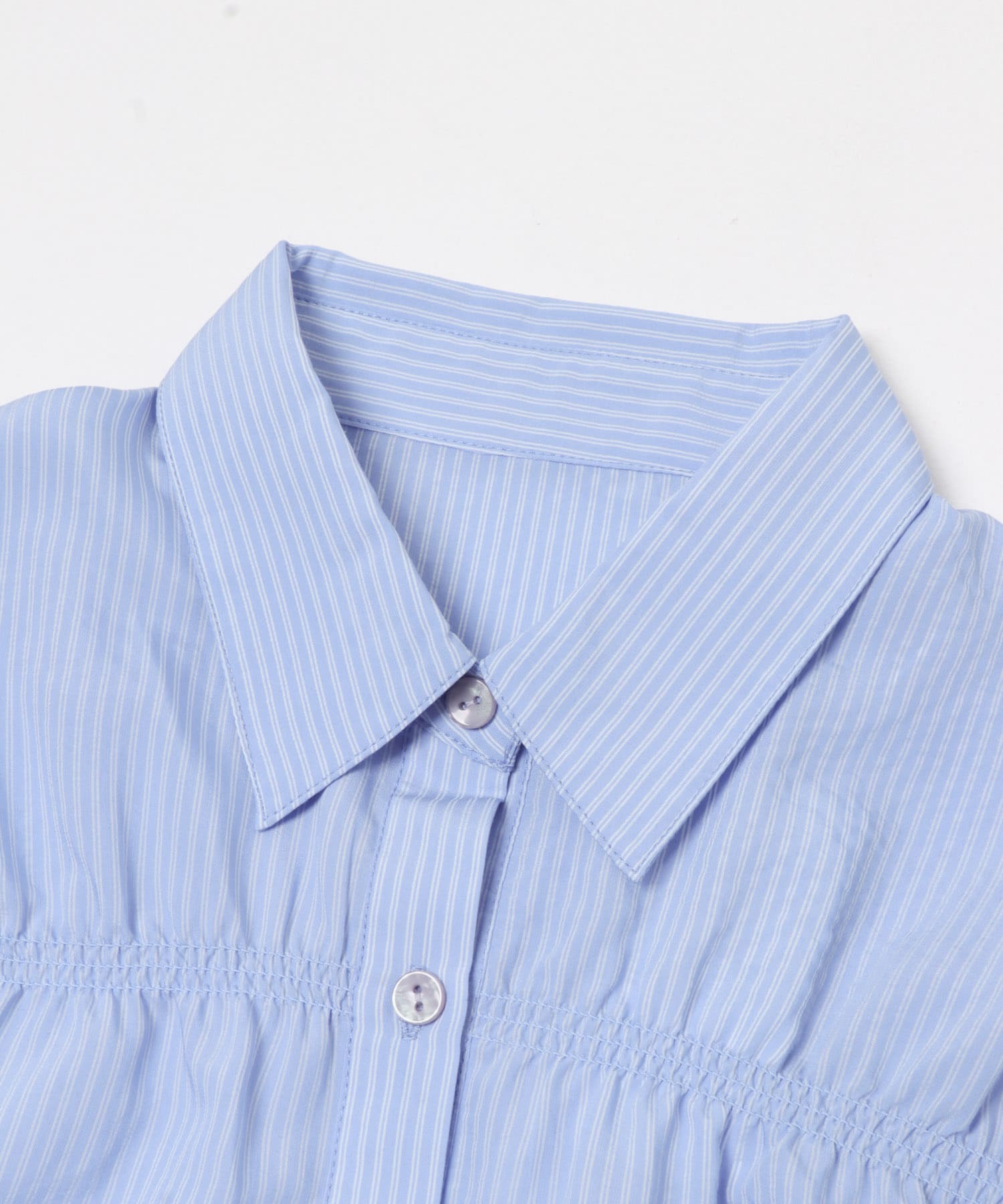 クロップドペプラムシャーリングシャツ BLU×WHT One