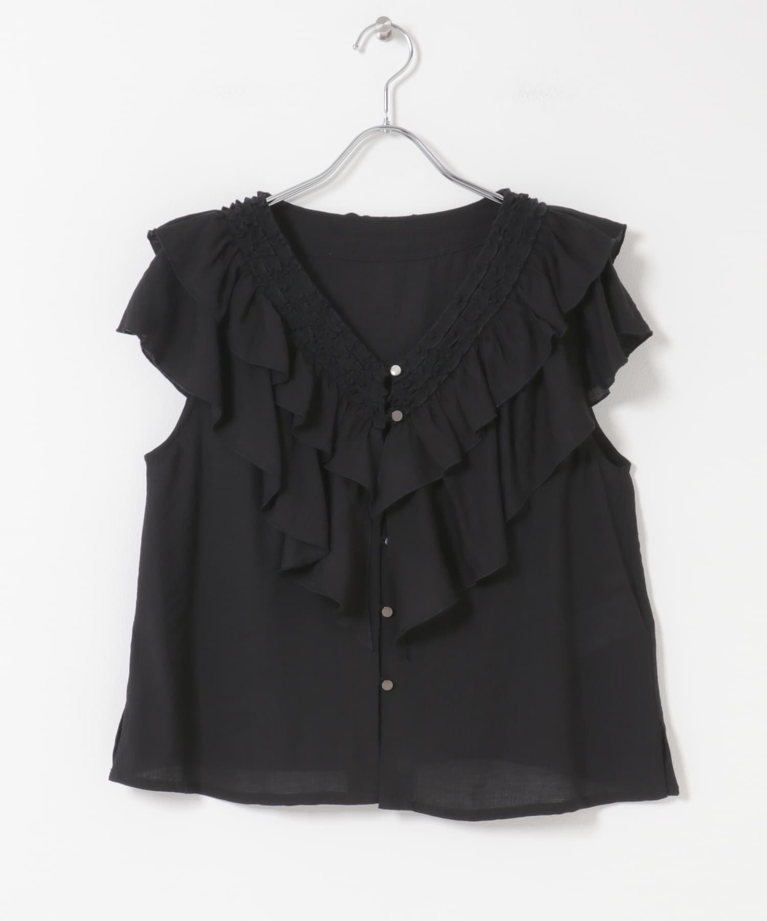 ヨウリュウフリルブラウス BLACK One