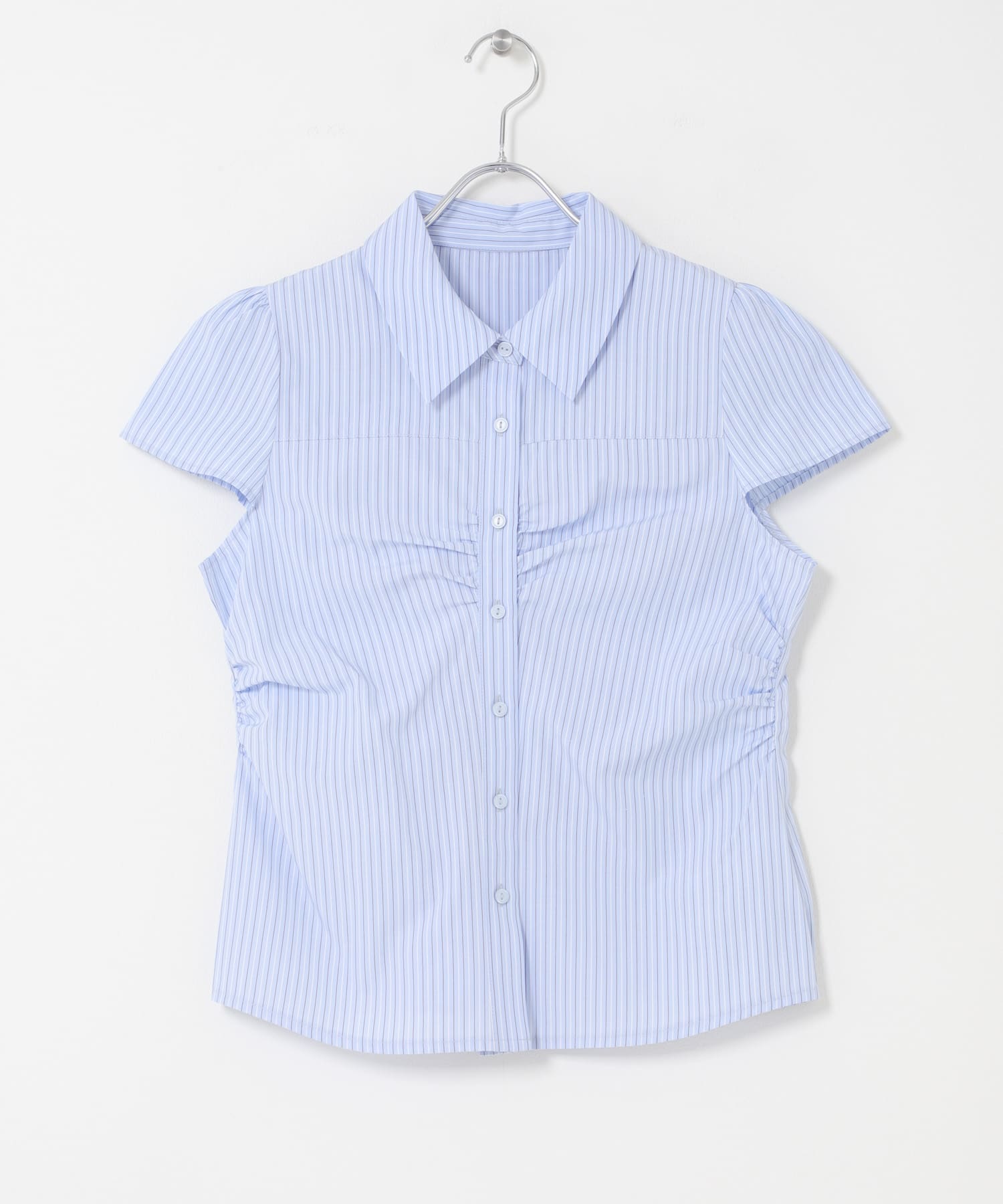 パフスリーブコンパクトギャザーシャツ BLU×OFF One