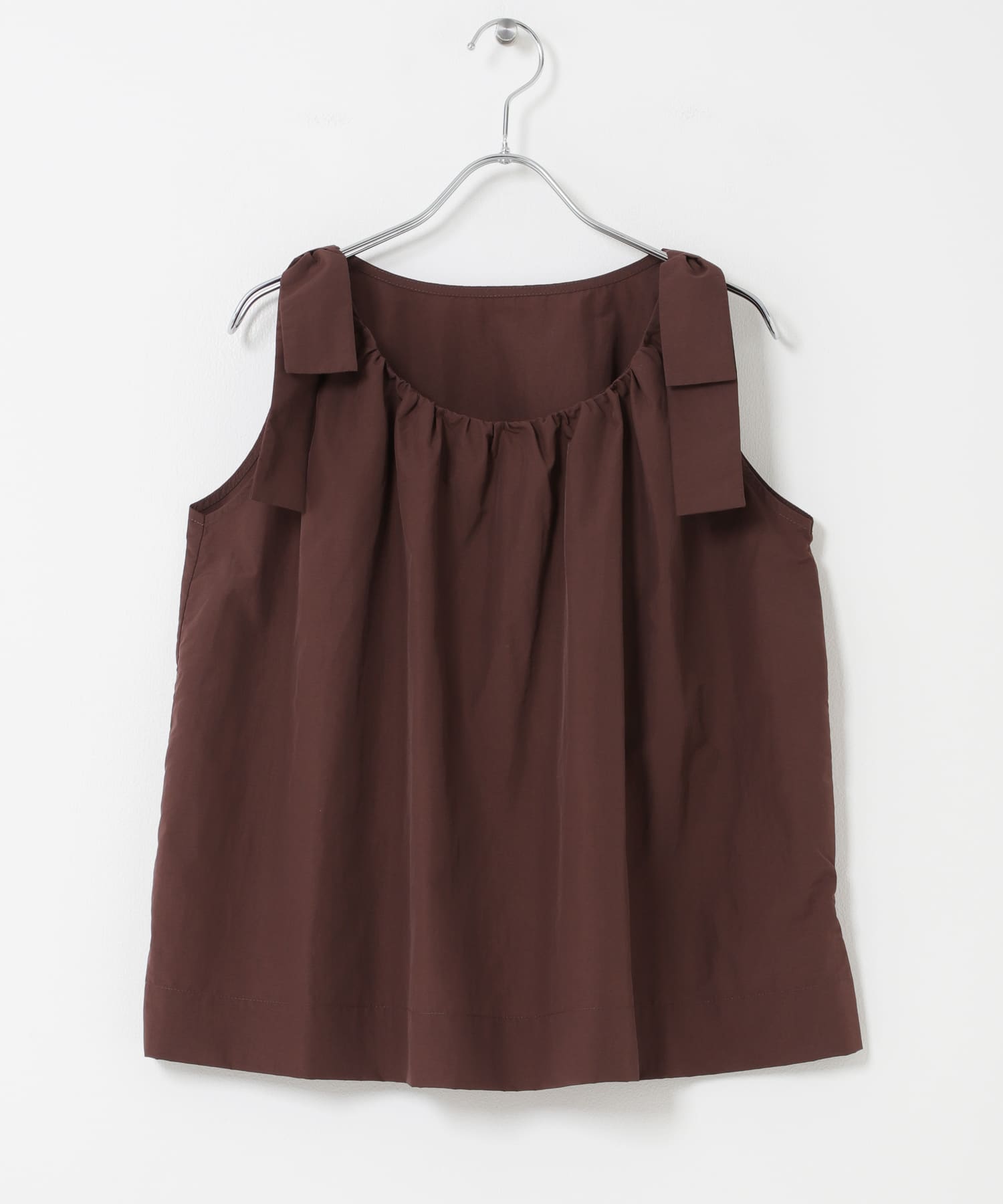 ショルダーリボンブラウス BROWN One