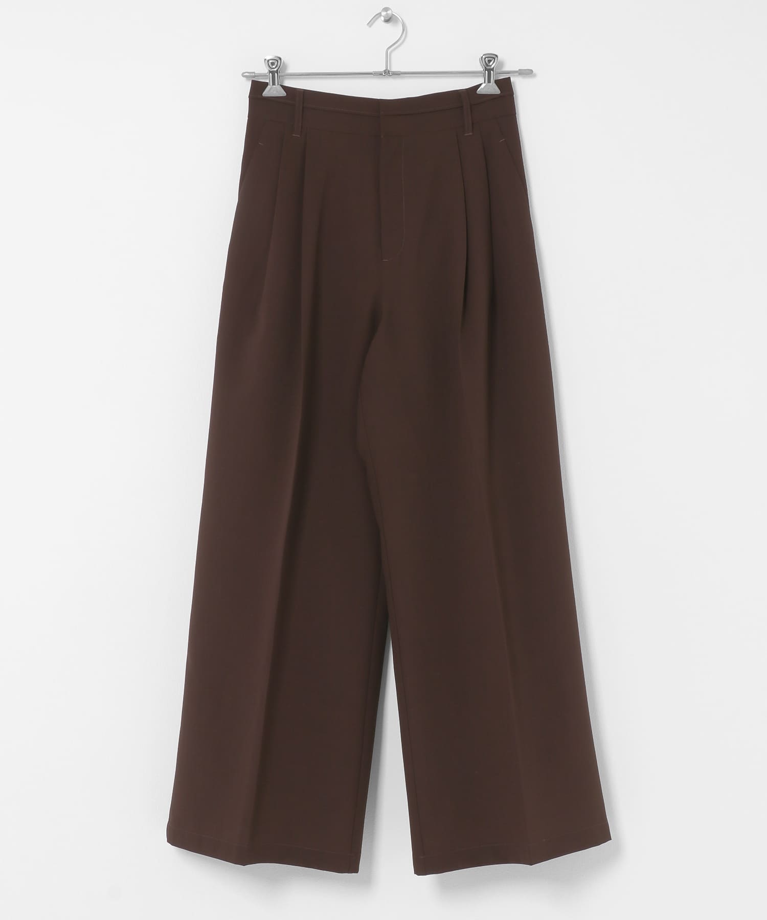 『速乾』イージーケアドライタッチワイドパンツ BROWN S