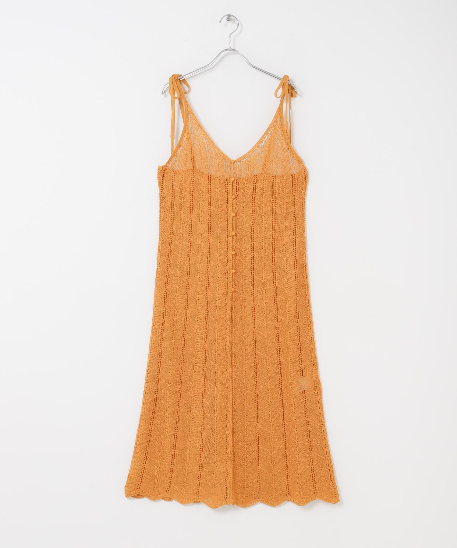 『洗濯可』フロントボタンレースアミキャミワンピース ORANGE One