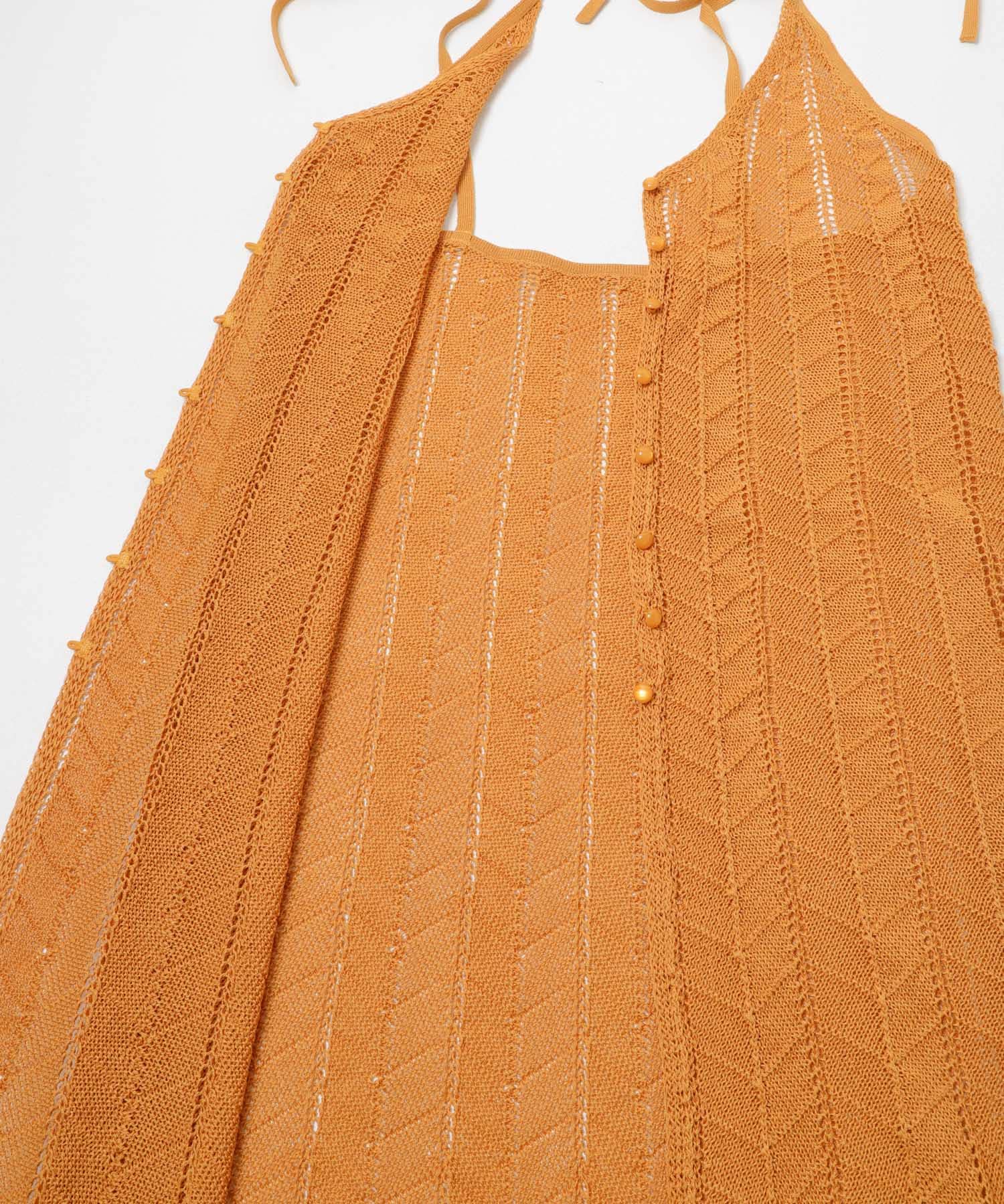 『洗濯可』フロントボタンレースアミキャミワンピース ORANGE One