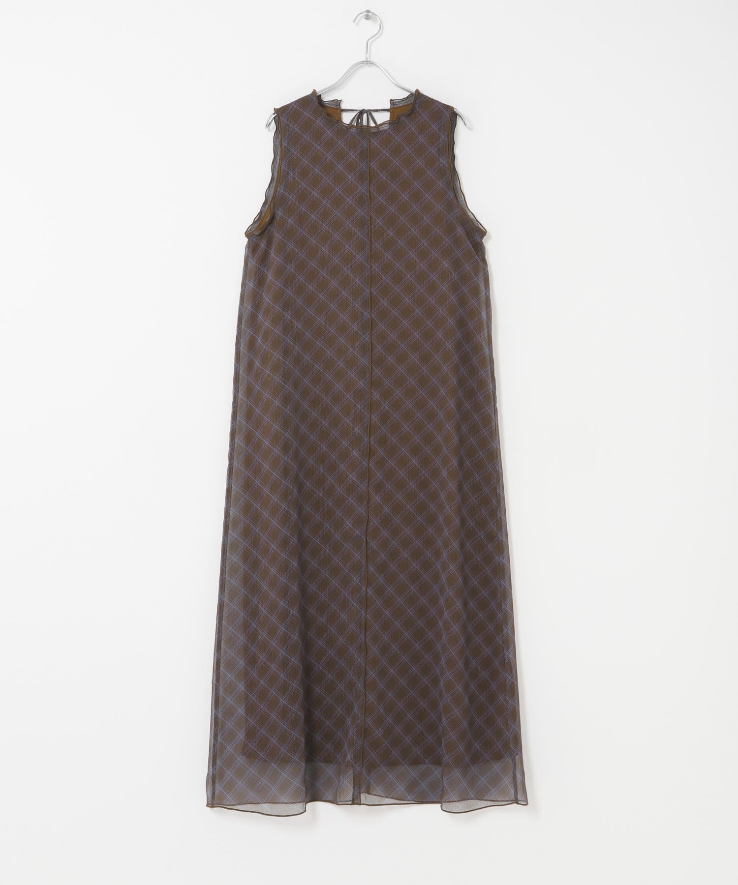 チェックシアーナローワンピース BROWN COMPACT