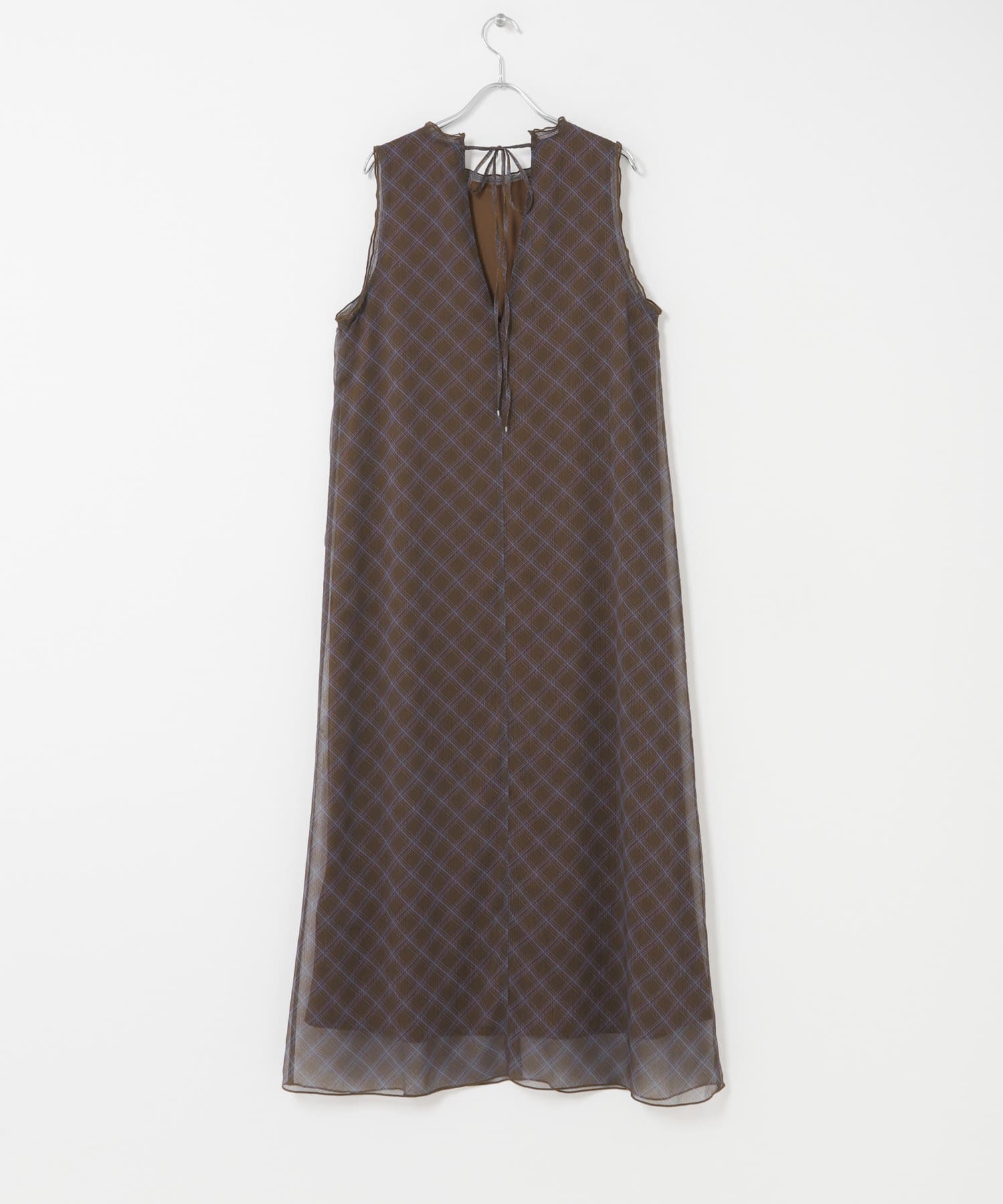 チェックシアーナローワンピース BROWN COMPACT