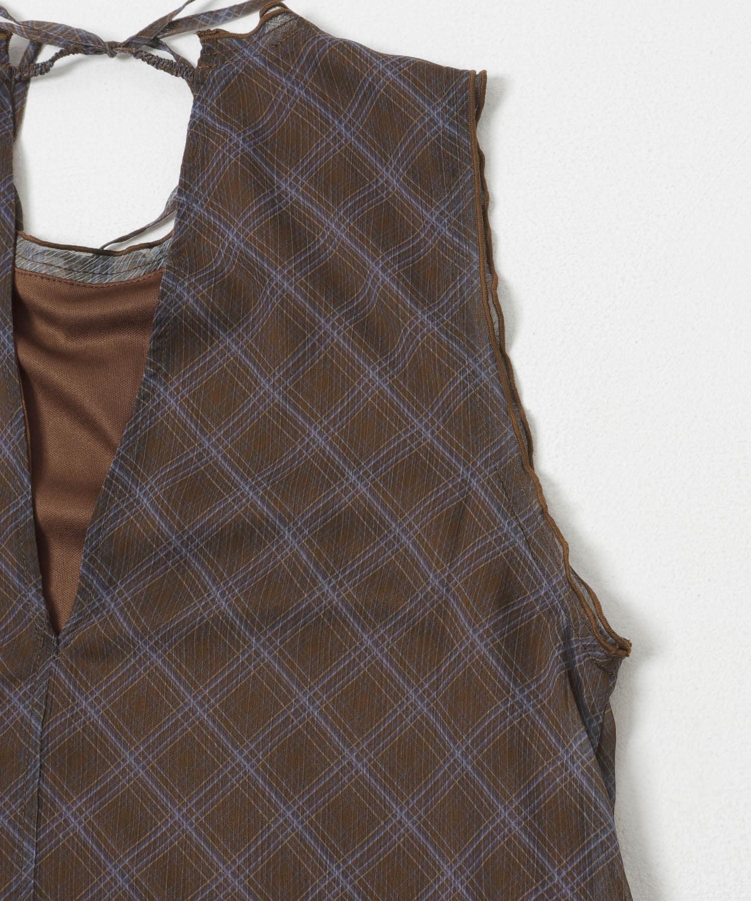 チェックシアーナローワンピース BROWN COMPACT