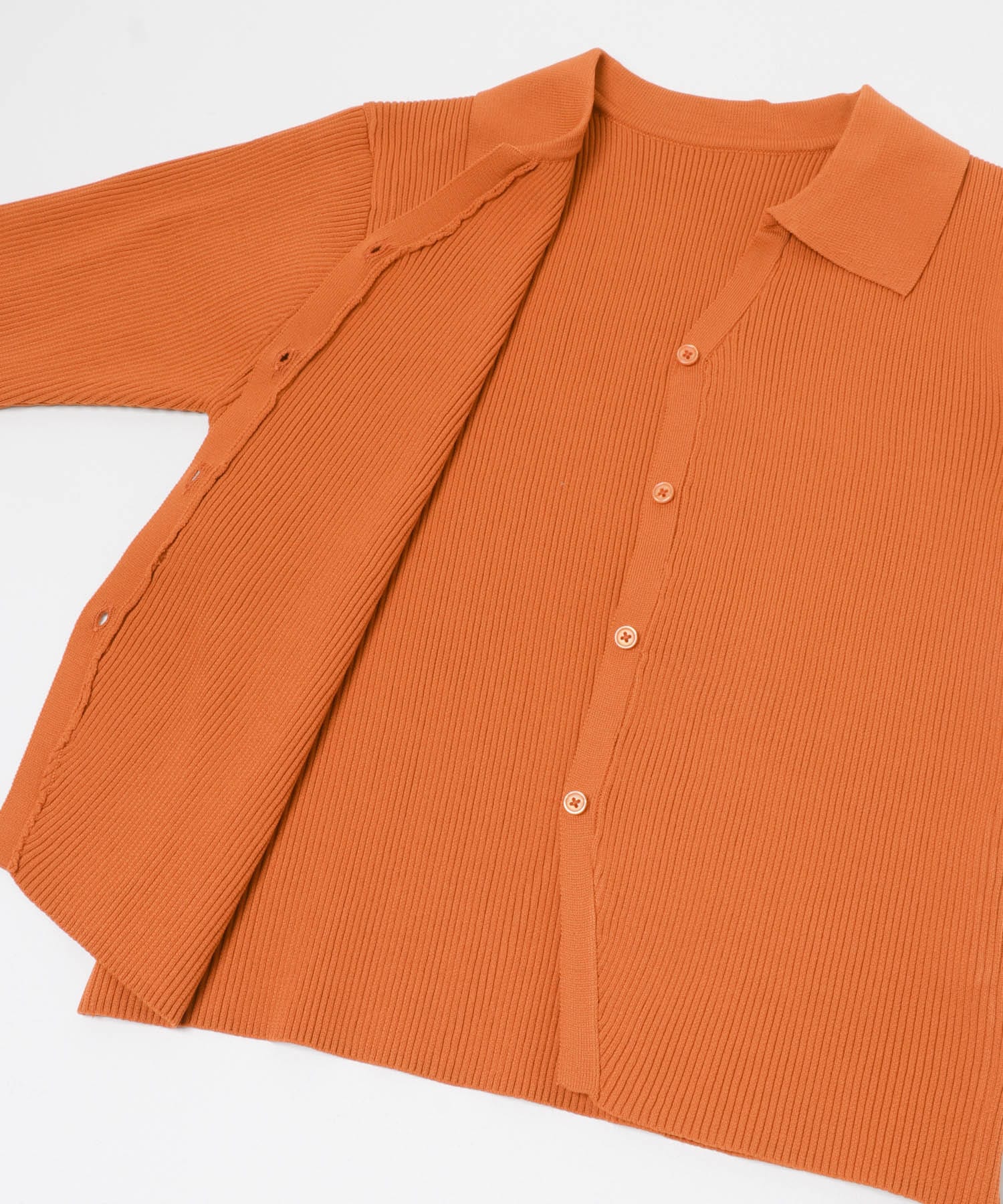 『洗濯可』2Pハーフスリーブエリツキニットセットワンピース ORANGE COMPACT