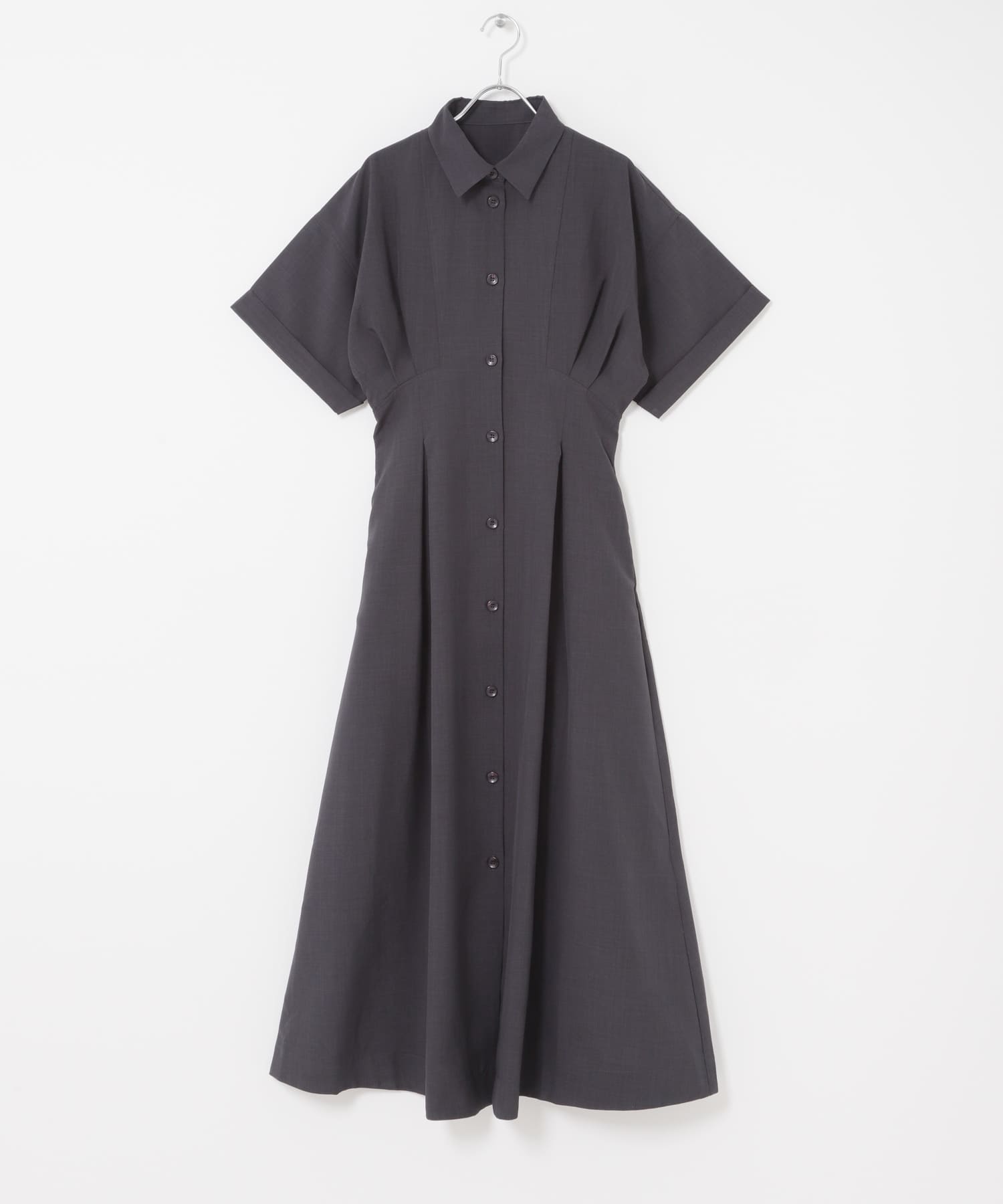 『UR TECH DRYLUXE』リネンライクワンピース CHARCOAL COMPACT