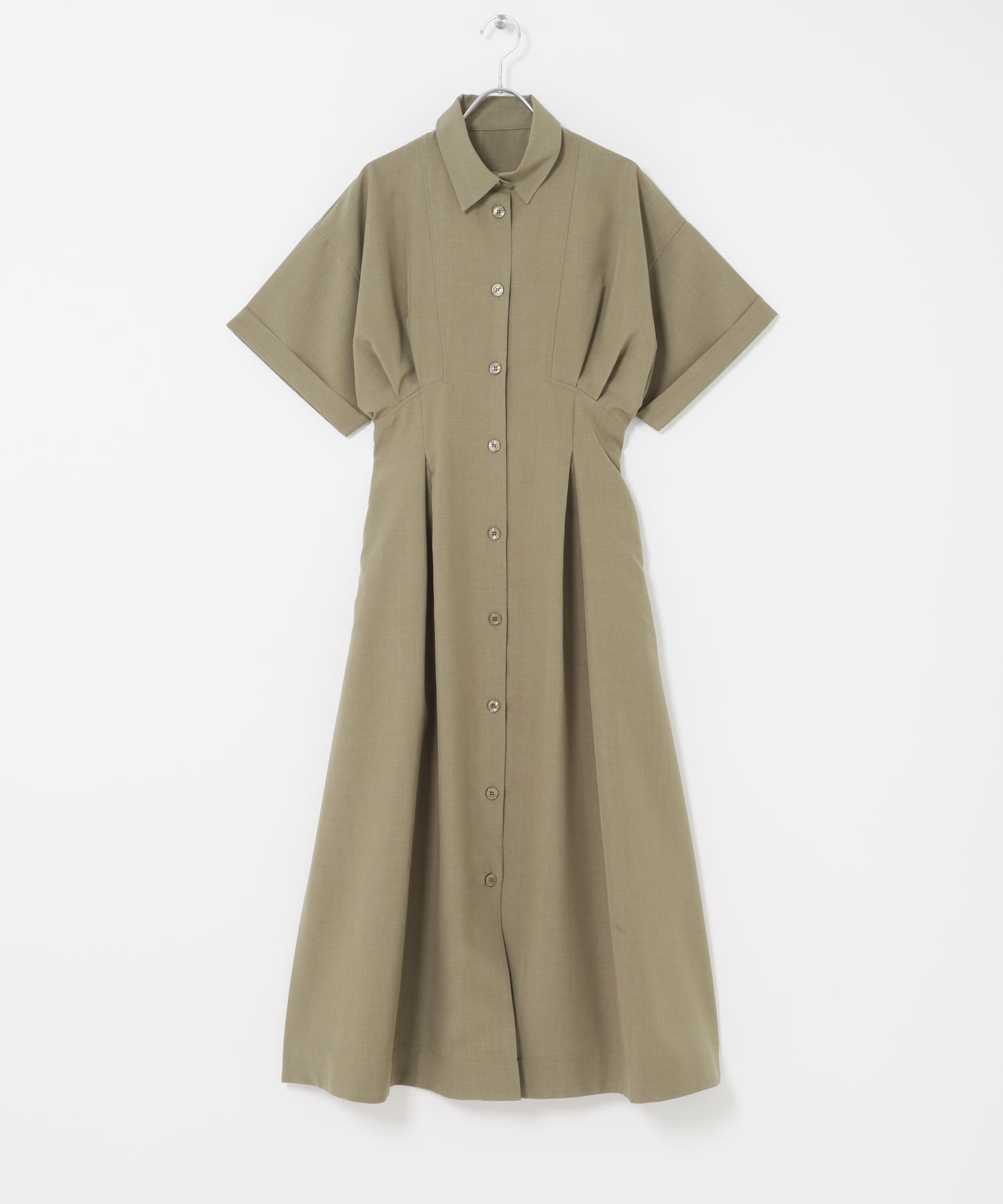 『UR TECH DRYLUXE』リネンライクワンピース KHAKI COMPACT