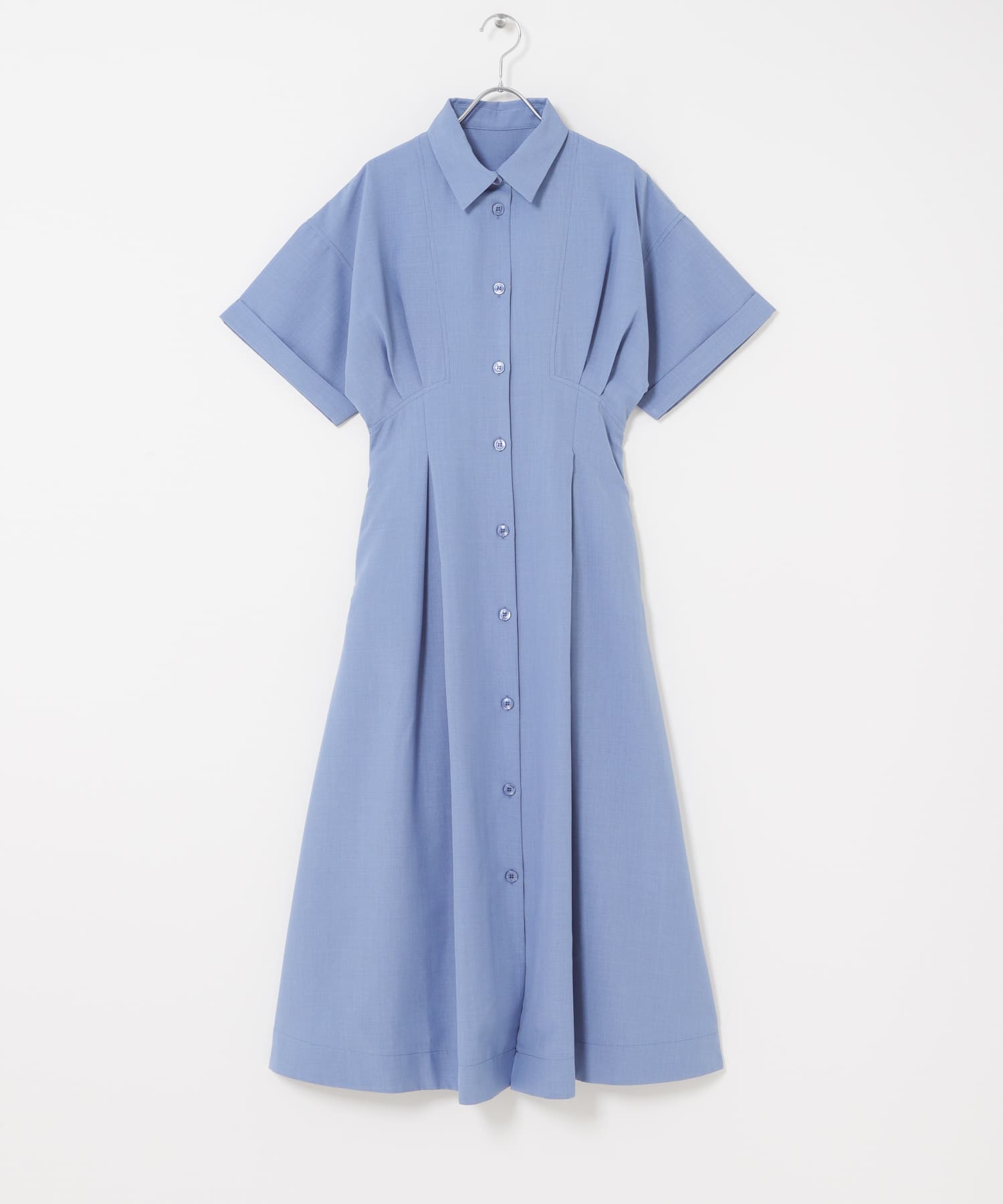 『UR TECH DRYLUXE』リネンライクワンピース L.BLUE COMPACT