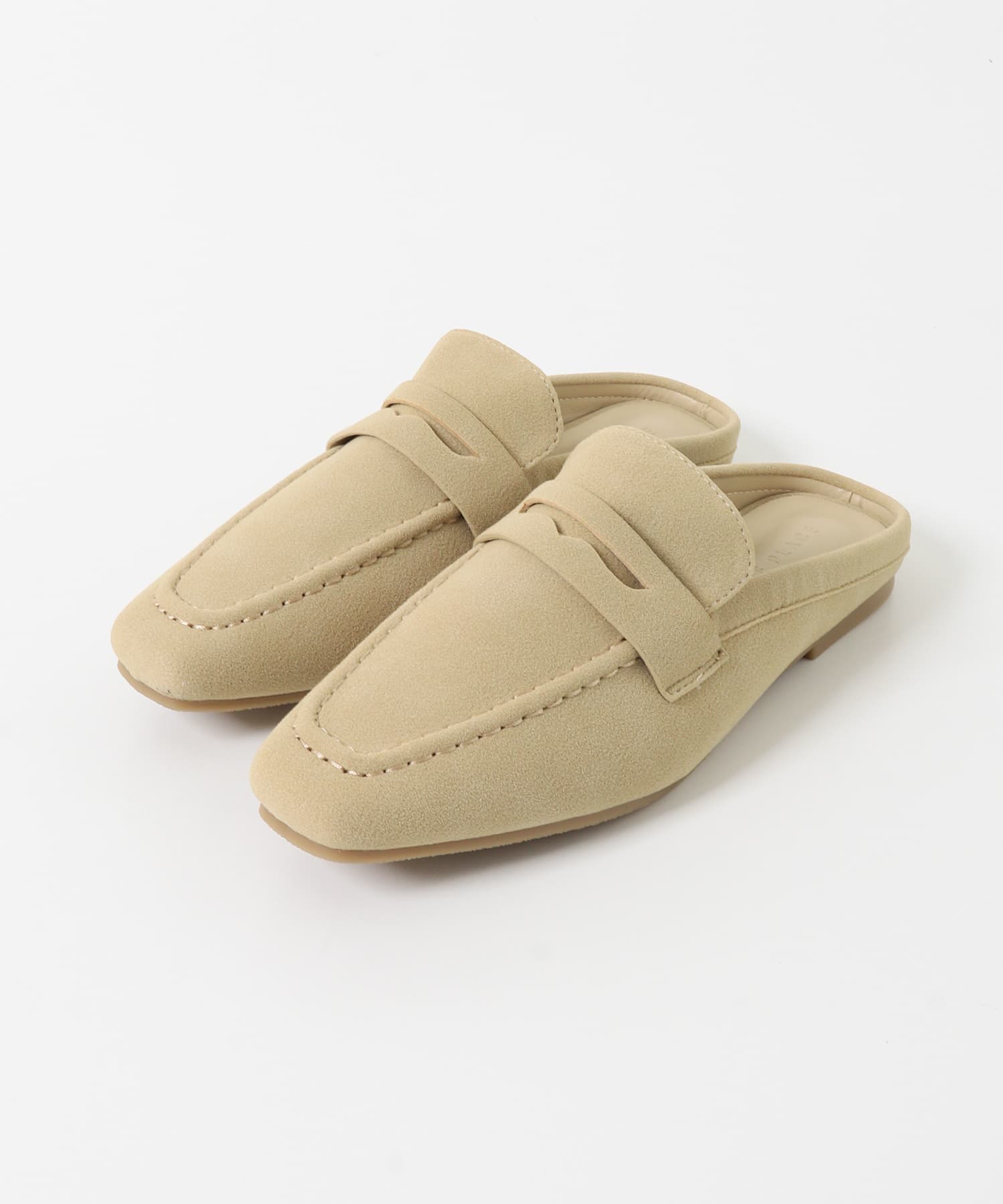 スクエアトゥローファーミュール BEIGE S