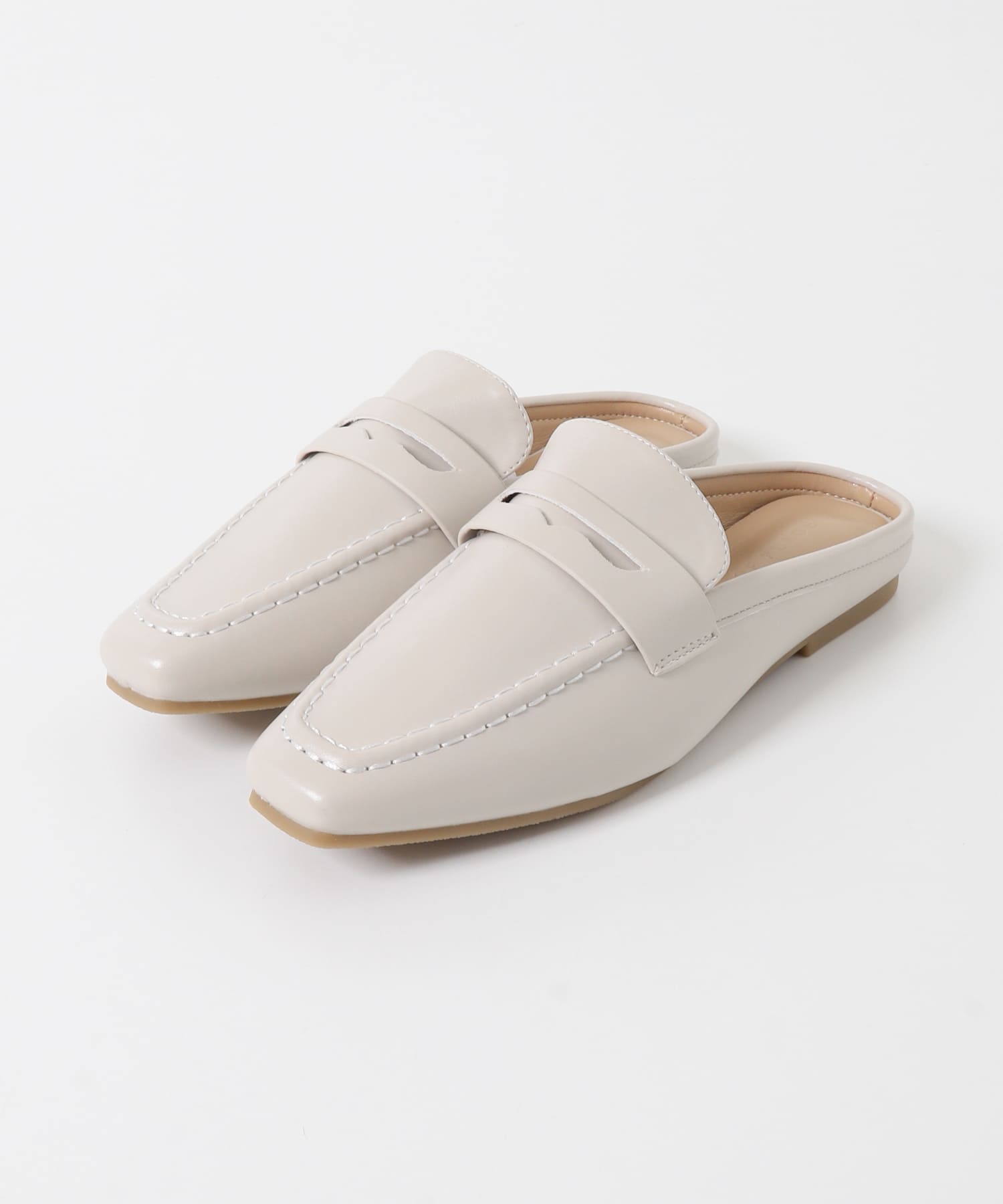 スクエアトゥローファーミュール GREIGE S