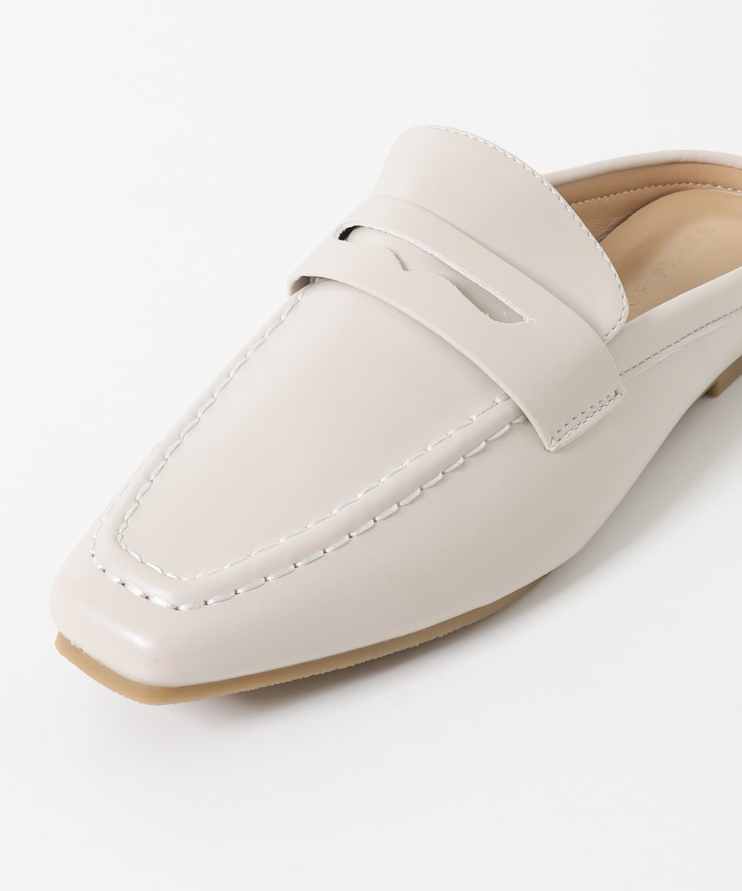 スクエアトゥローファーミュール GREIGE S