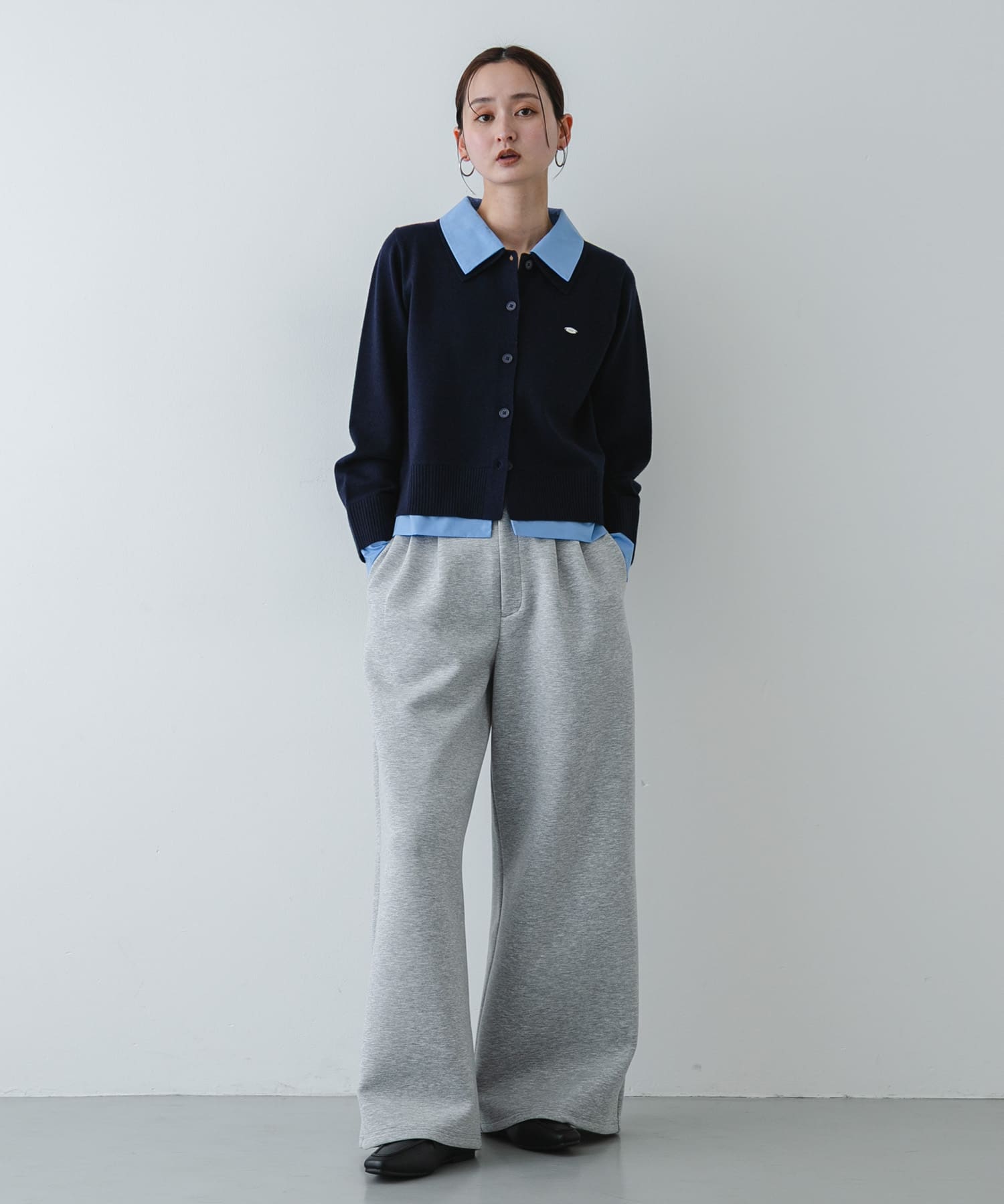 スクエアトゥローファーミュール BLACK S