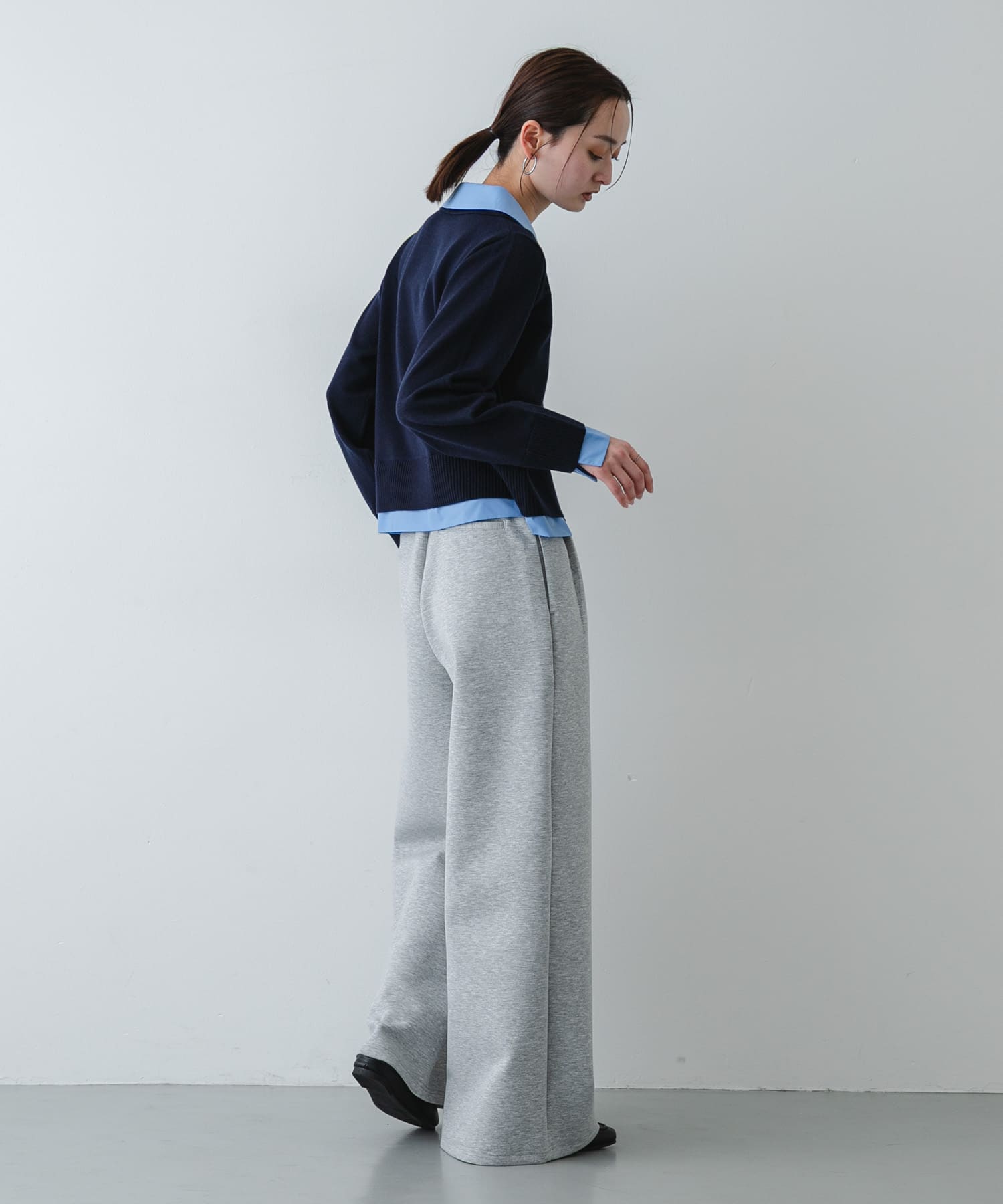 スクエアトゥローファーミュール BLACK S