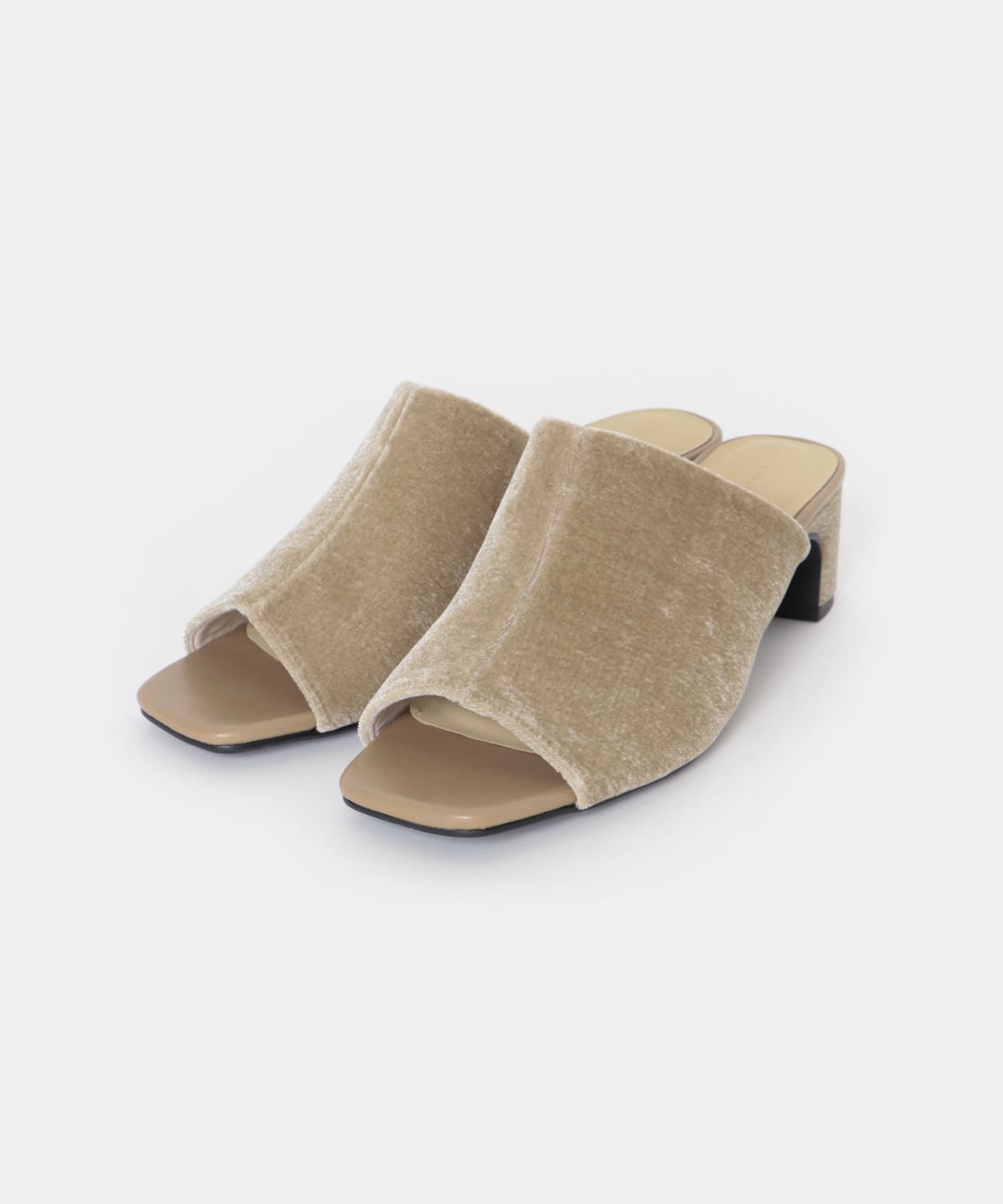 ベロアワイドベルトミュール BEIGE S