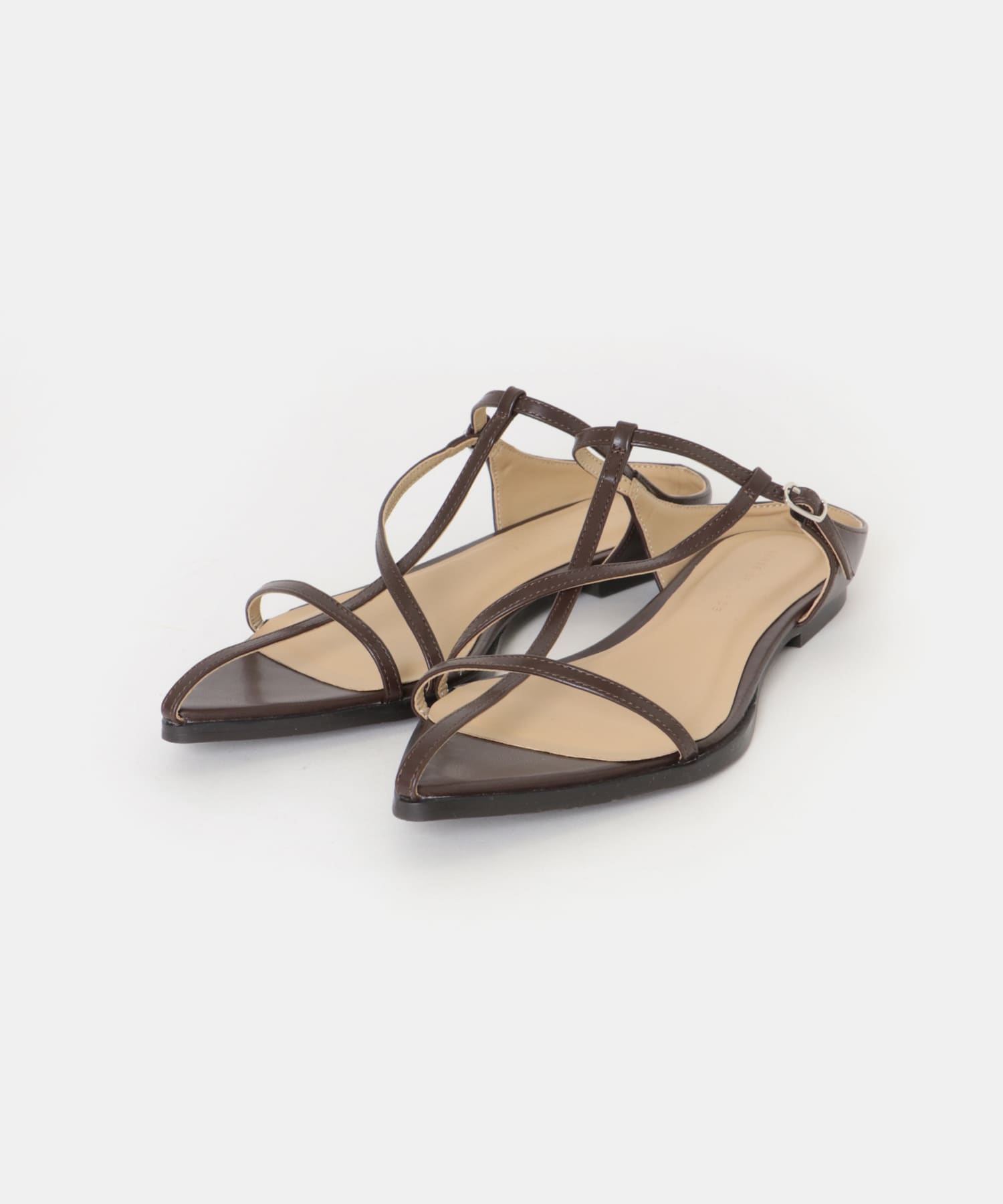 ナローポインテッドサンダル BROWN S