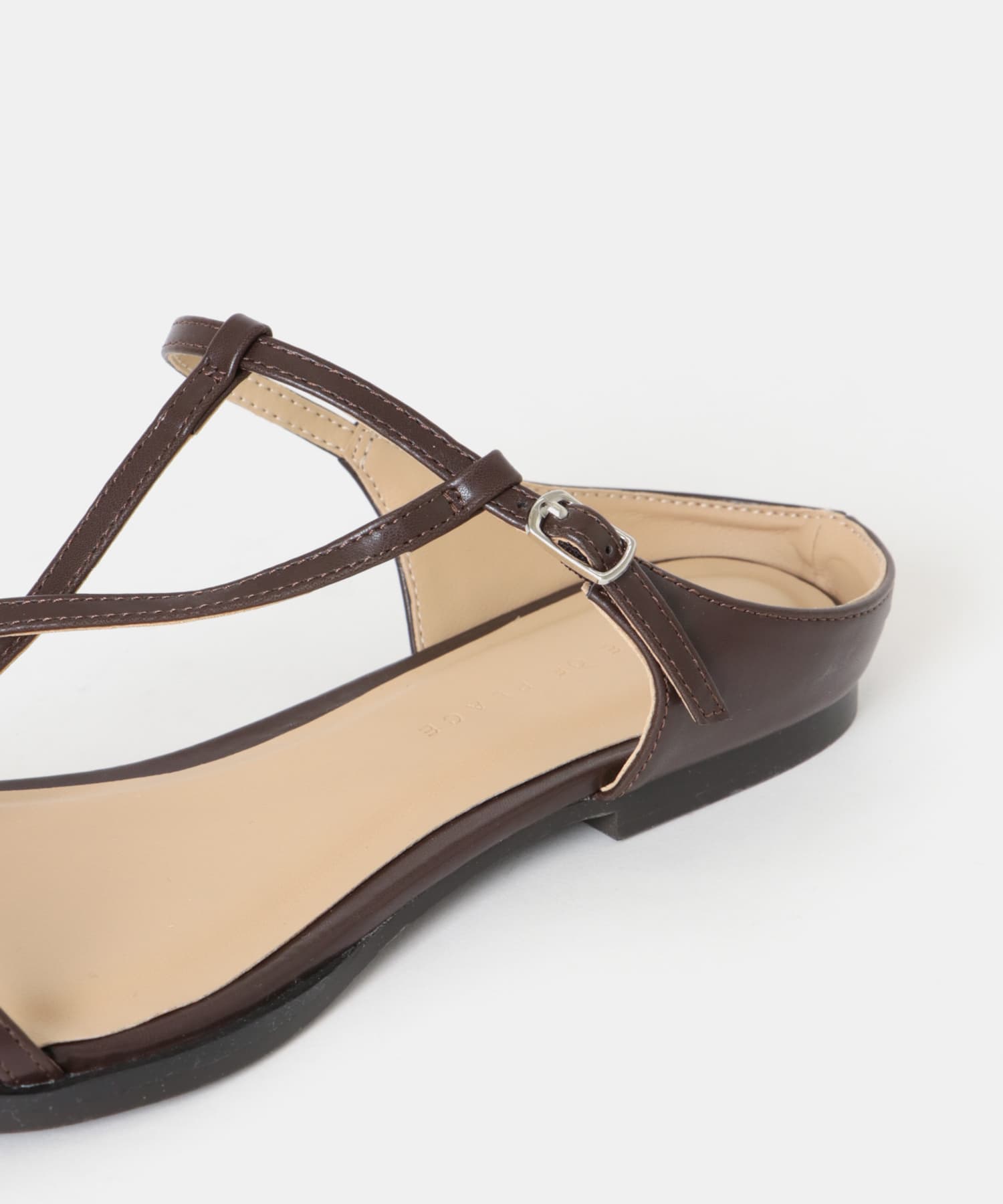 ナローポインテッドサンダル BROWN S
