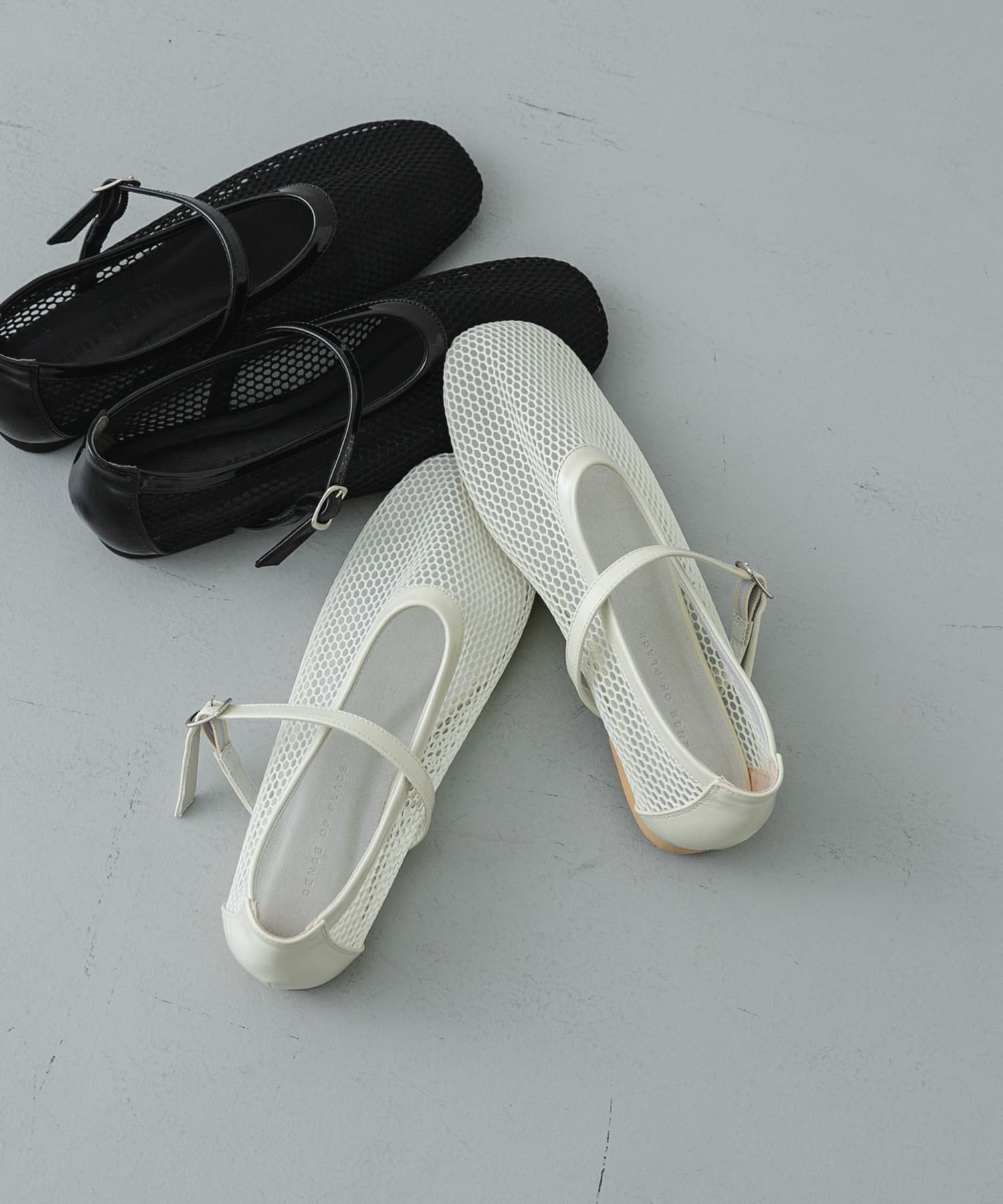 『軽量』メッシュフラットシューズ IVORY S