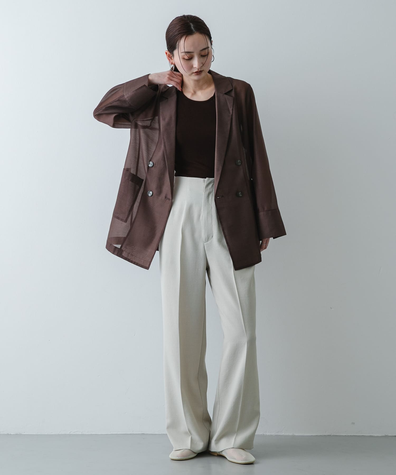 『軽量』メッシュフラットシューズ IVORY S
