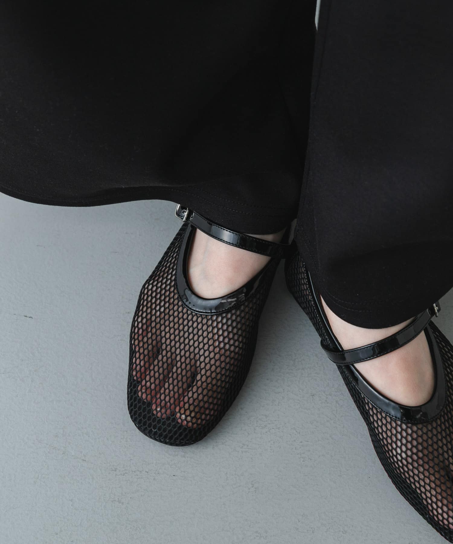 メッシュフラットシューズ BLACK S