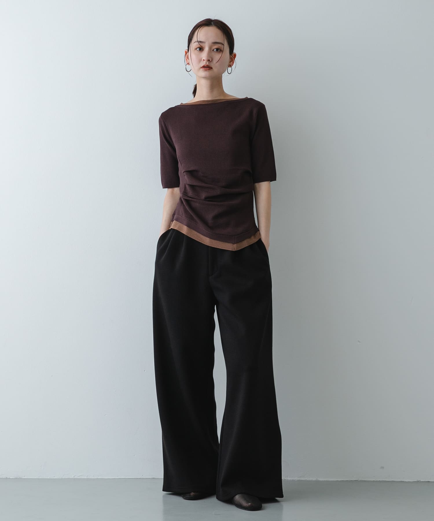 『軽量』メッシュフラットシューズ BLACK S