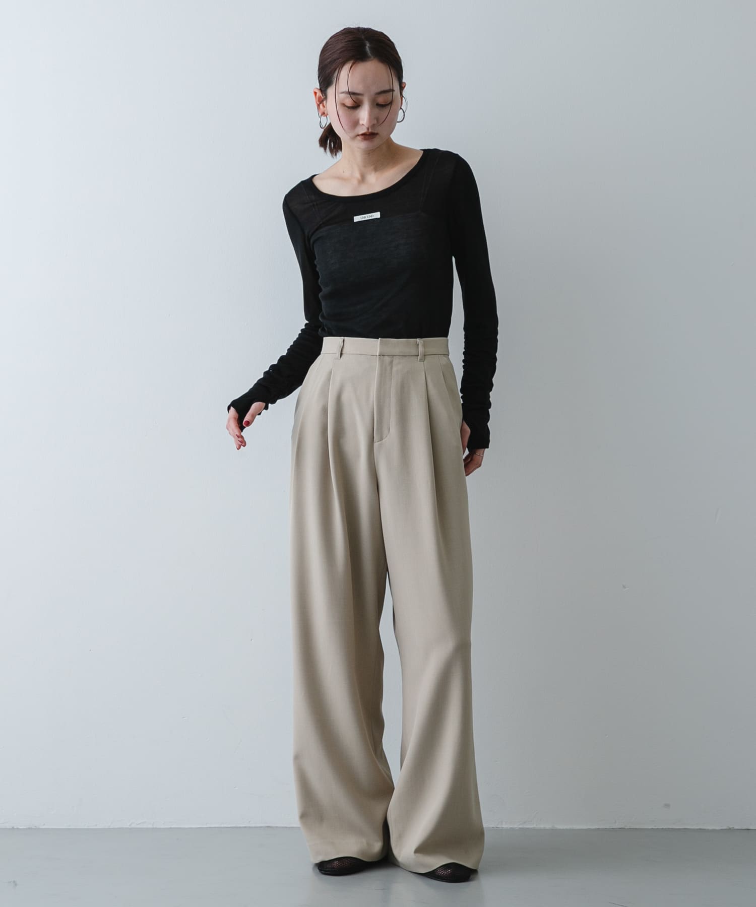 『軽量』メッシュフラットシューズ BLACK S