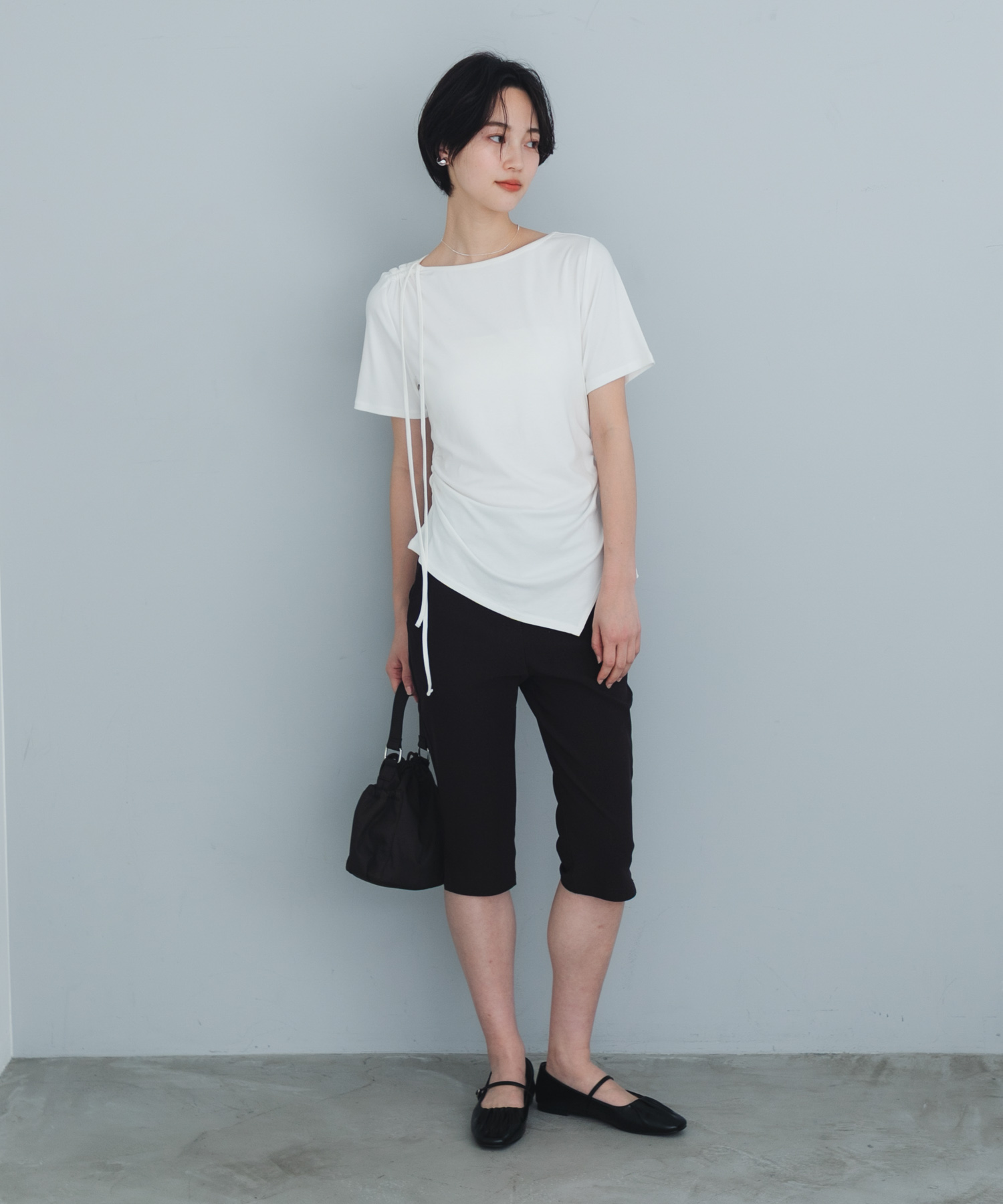 『抗菌/消臭』ギャザーフラットパンプス BLACK S