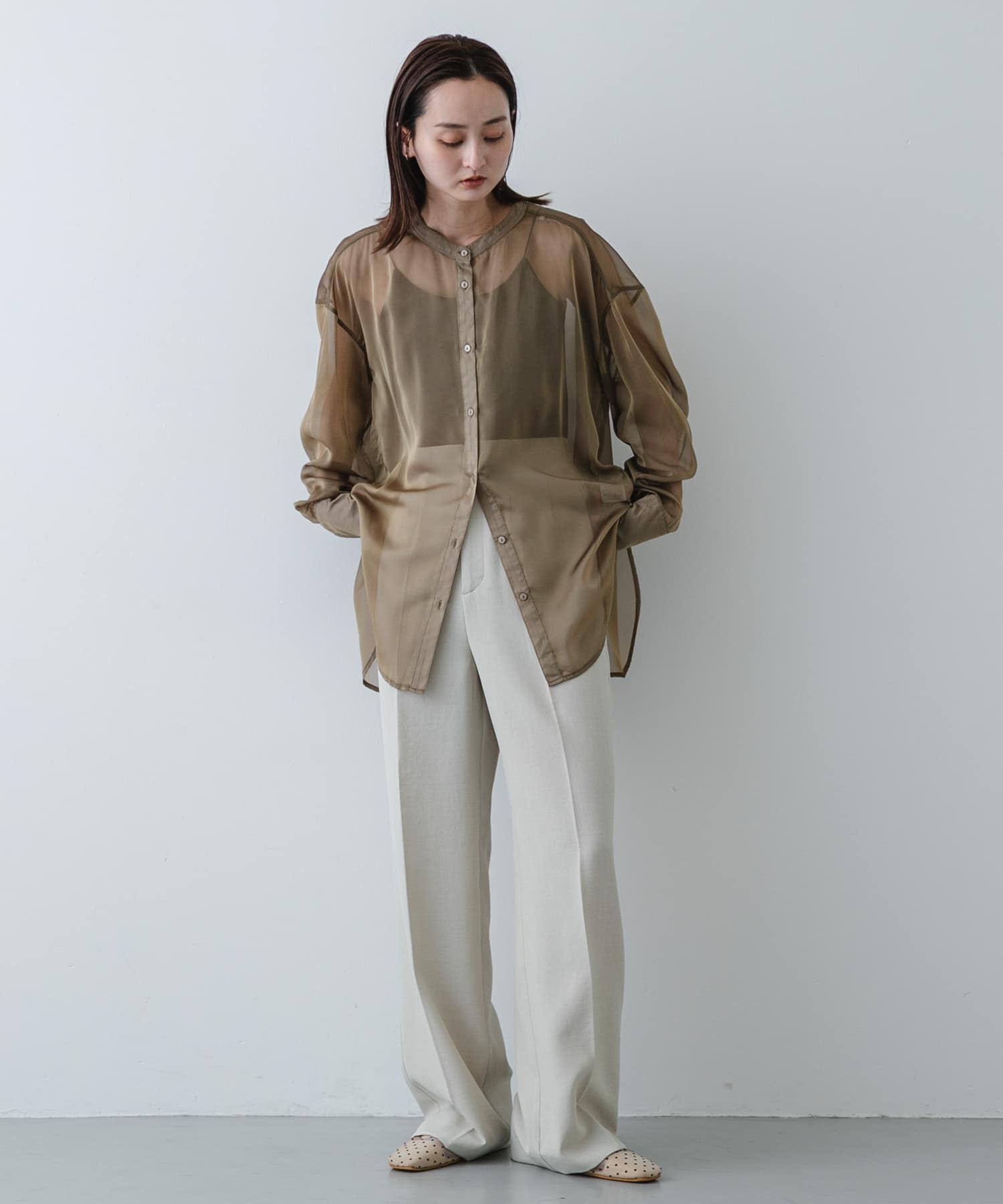 シアードットフラットパンプス IVORY S