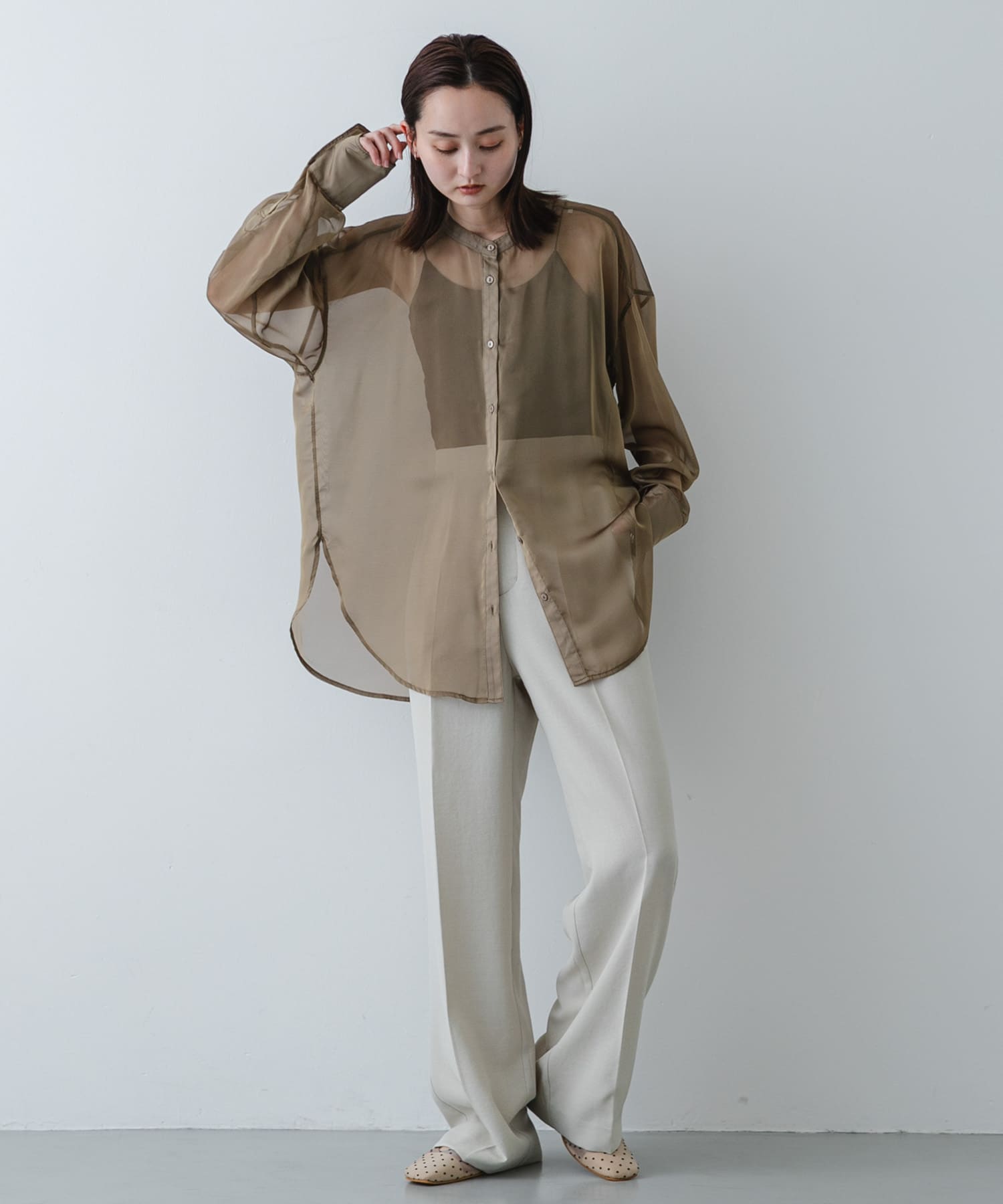 シアードットフラットパンプス IVORY S