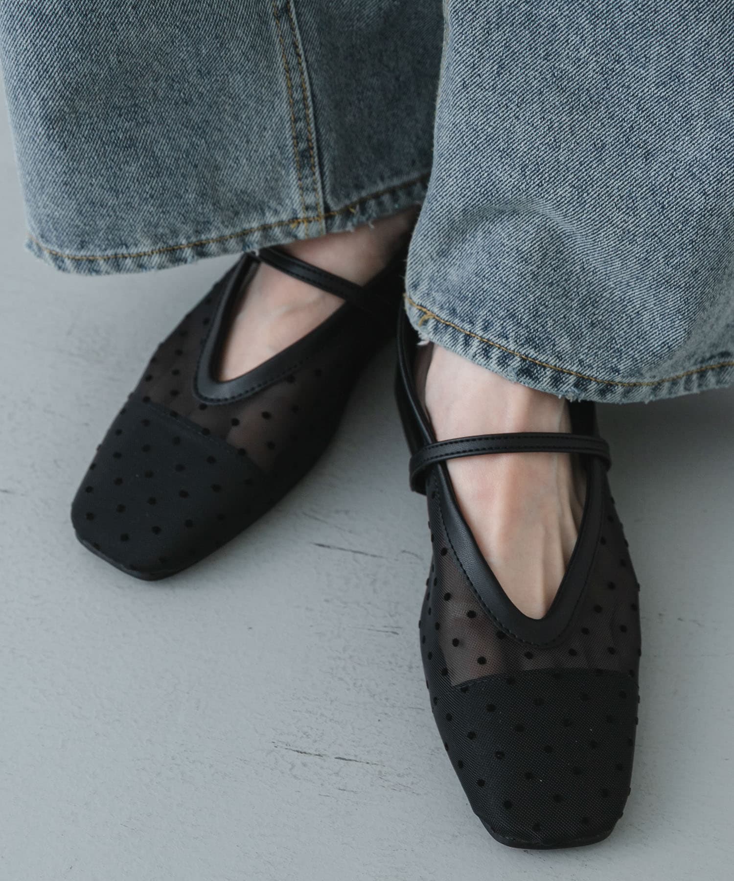 シアードットフラットパンプス BLACK S