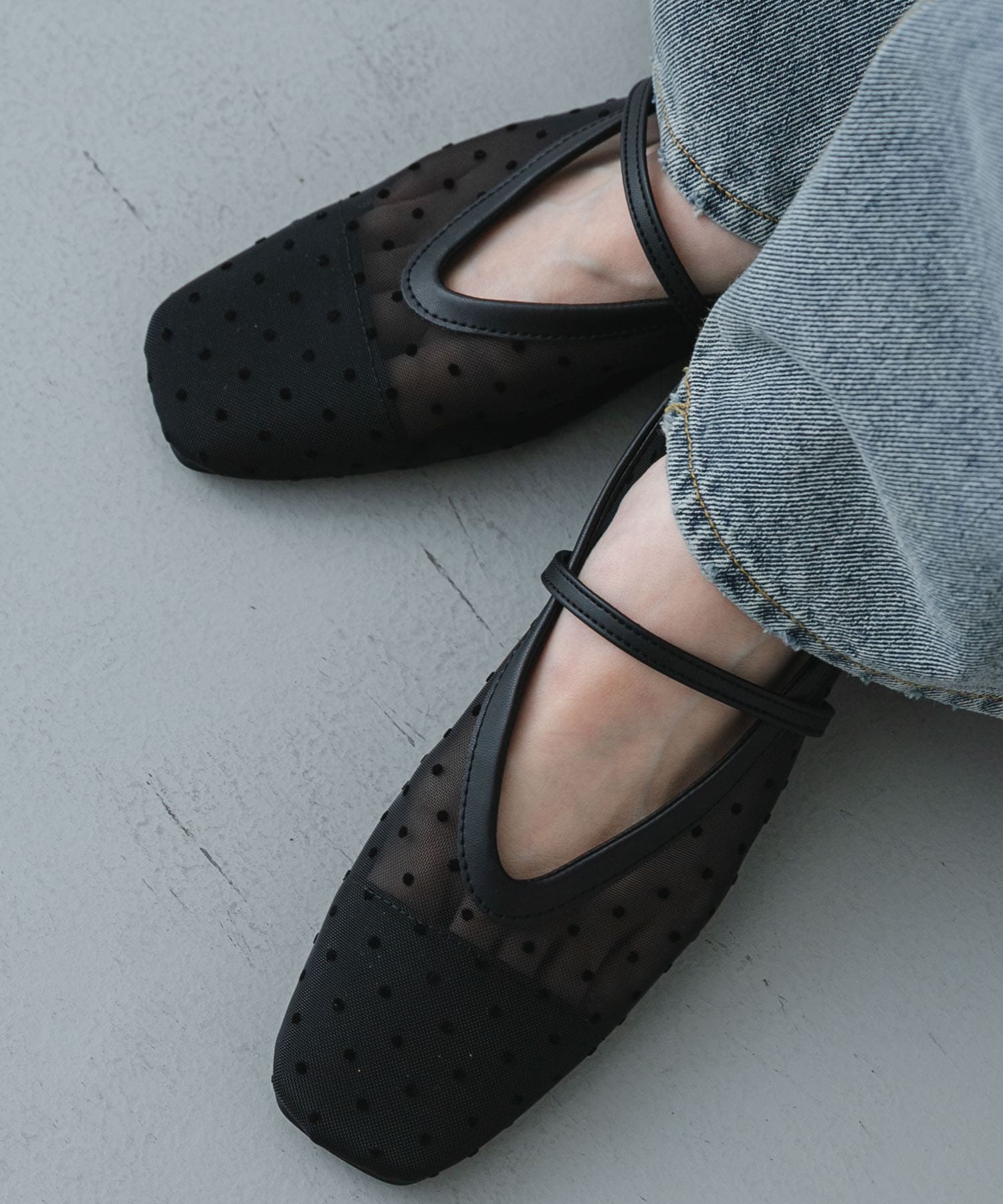 シアードットフラットパンプス BLACK S