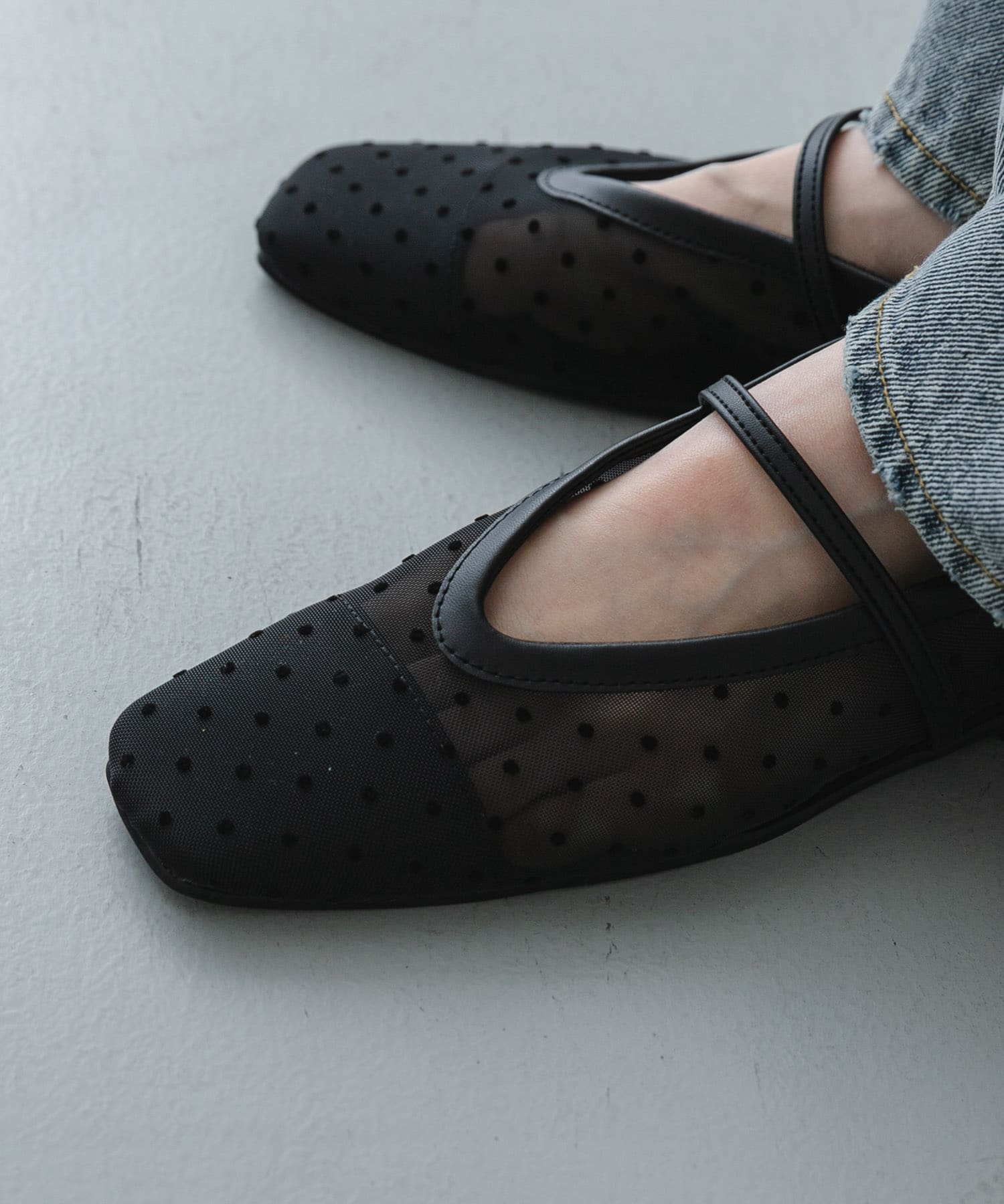 シアードットフラットパンプス BLACK S