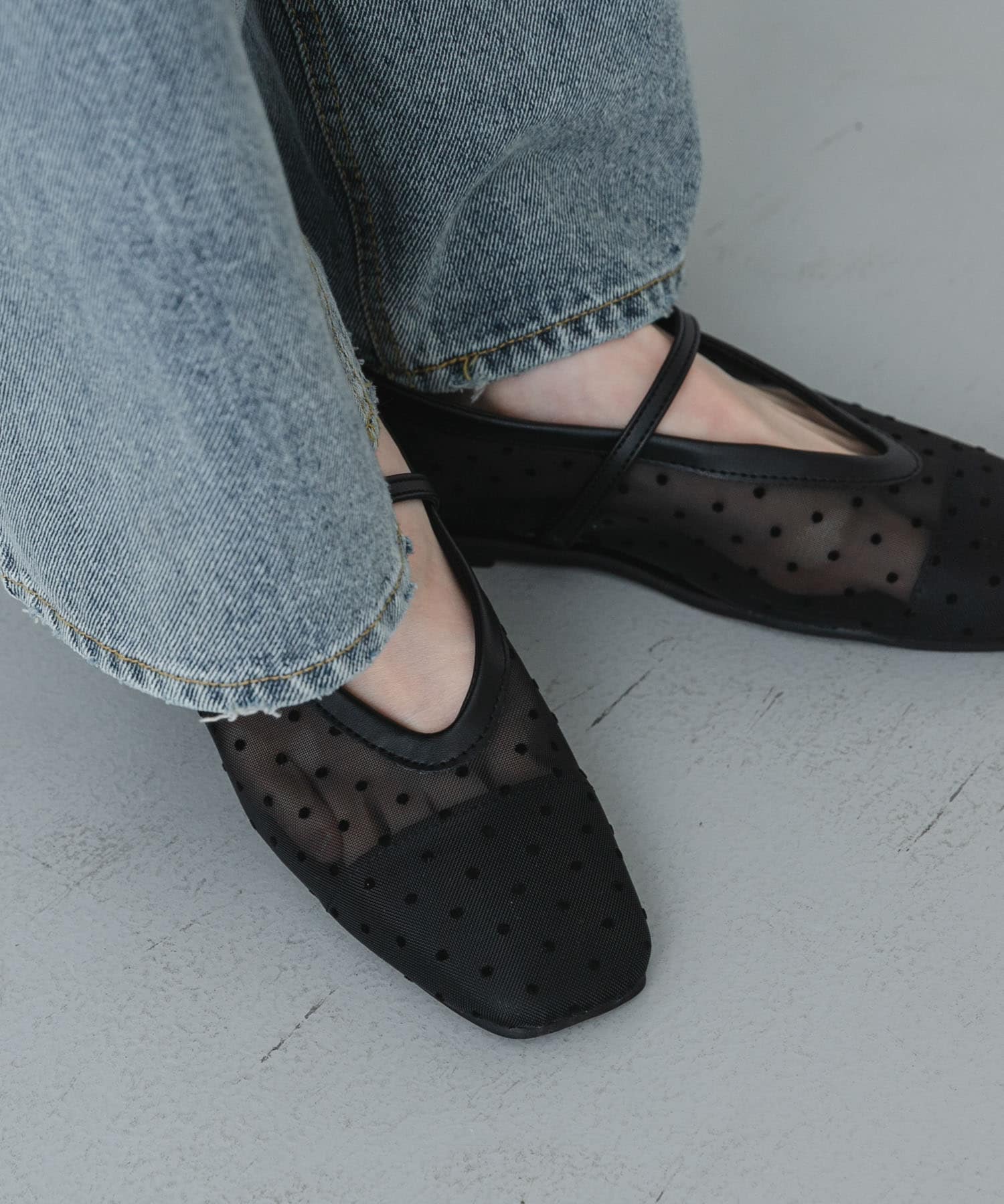 シアードットフラットパンプス BLACK S