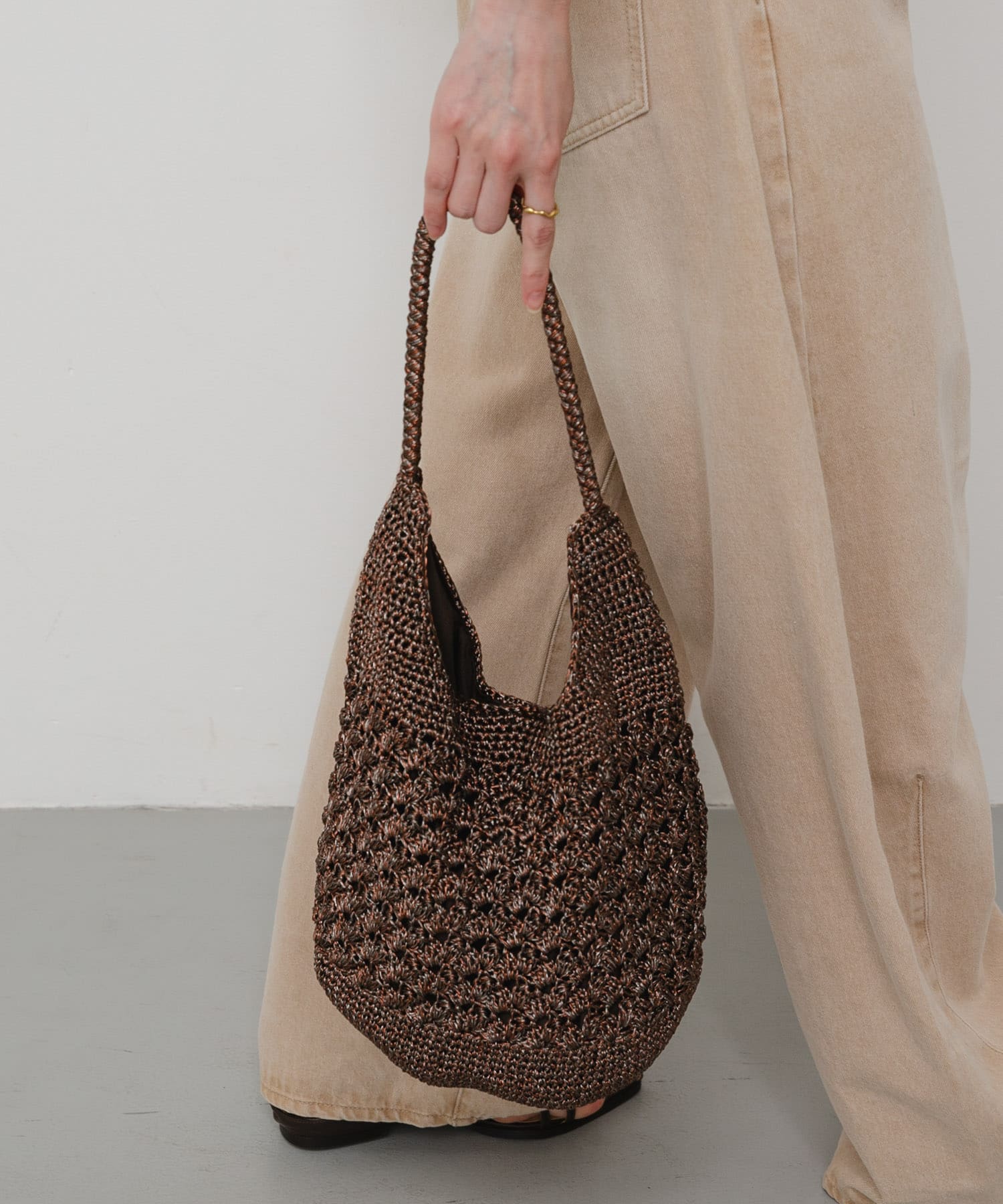 メタリックヤーンバッグ BROWN One