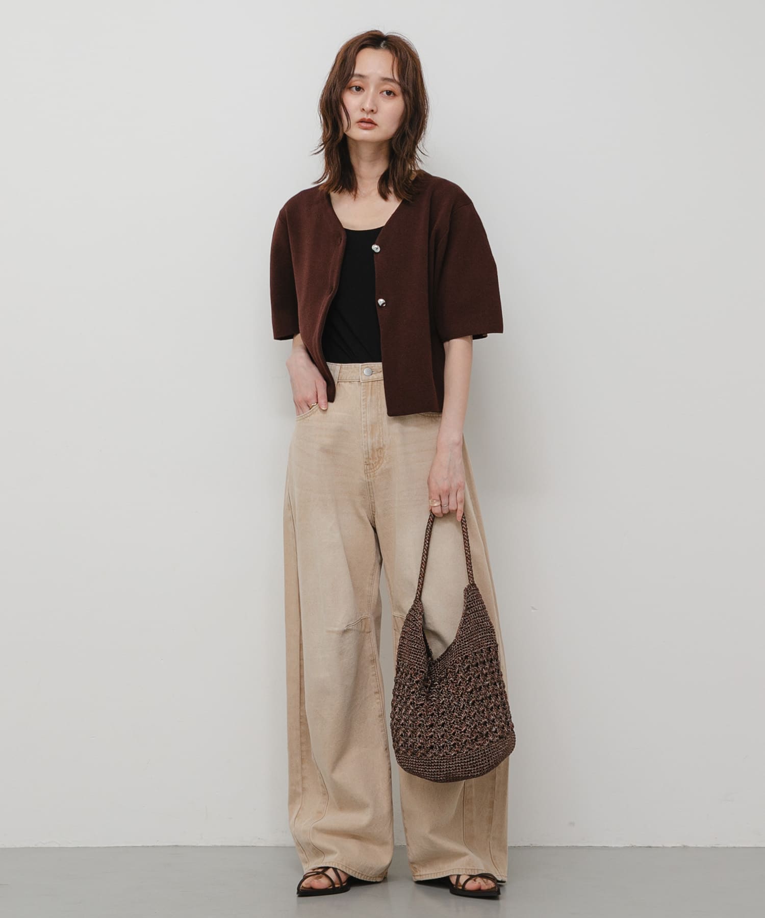 メタリックヤーンバッグ BROWN One