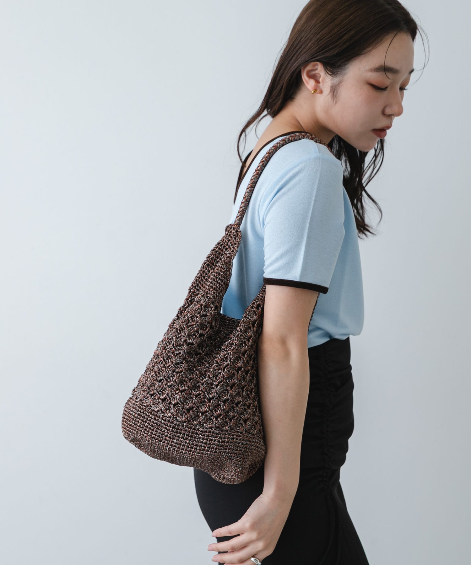 メタリックヤーンバッグ BROWN One
