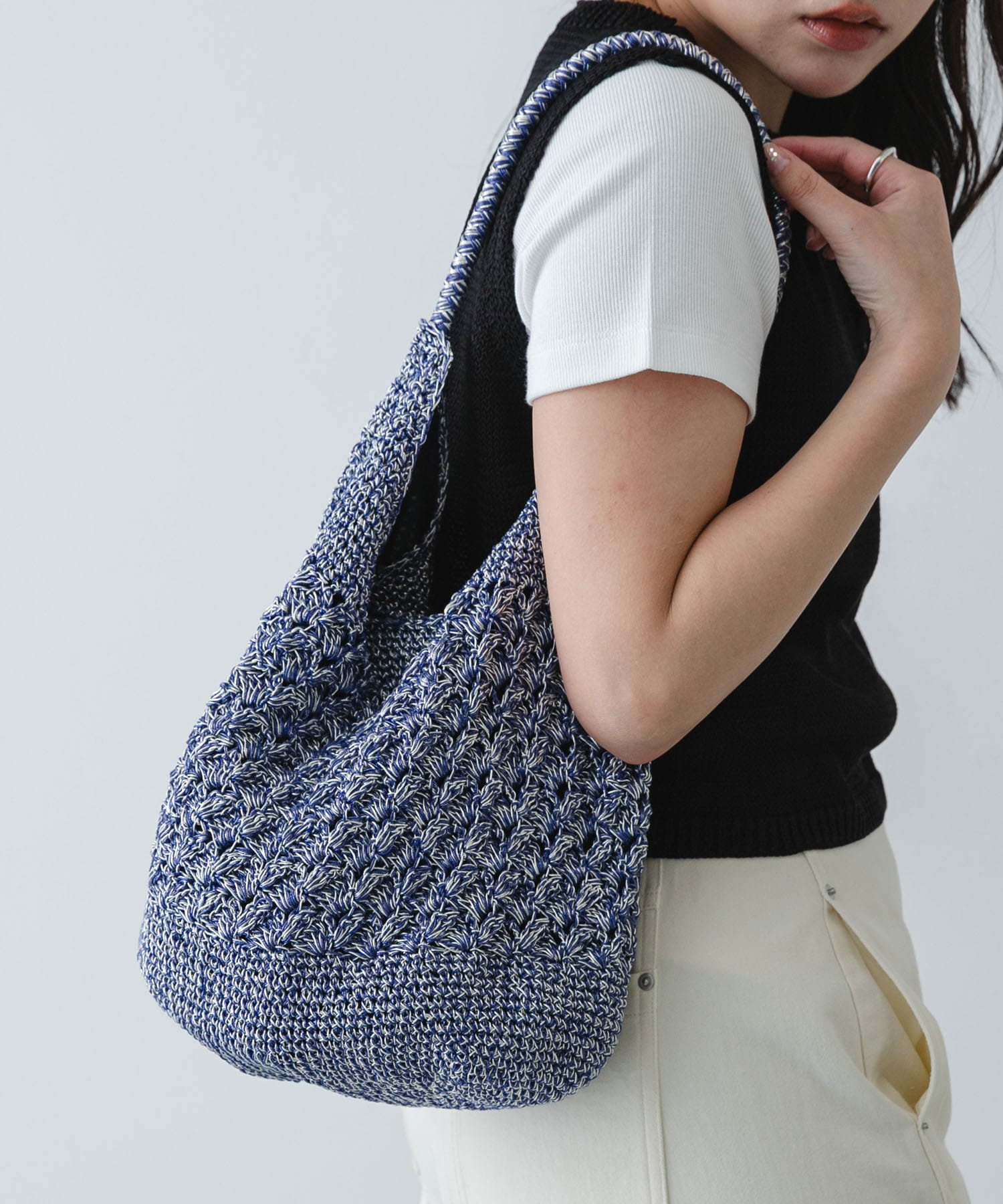 メタリックヤーンバッグ NAVY One