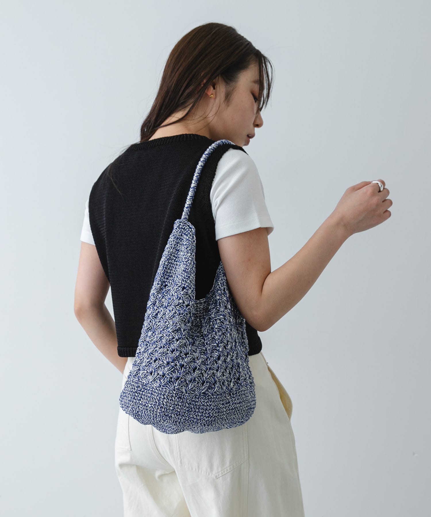 メタリックヤーンバッグ NAVY One