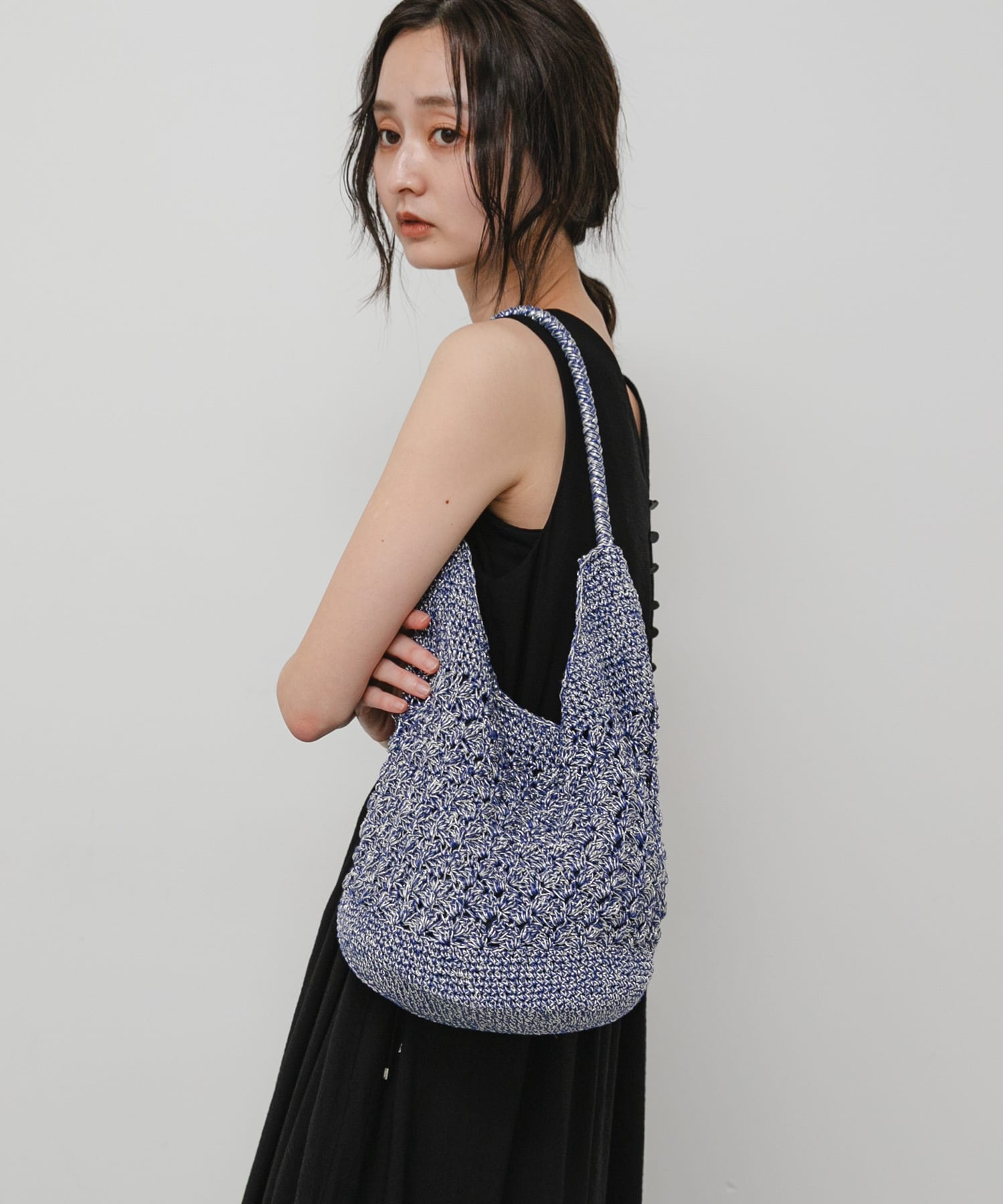 メタリックヤーンバッグ NAVY One