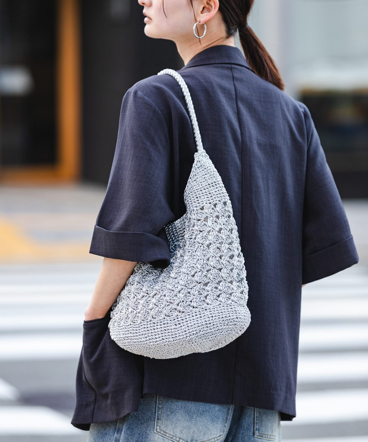 メタリックヤーンバッグ SILVER One