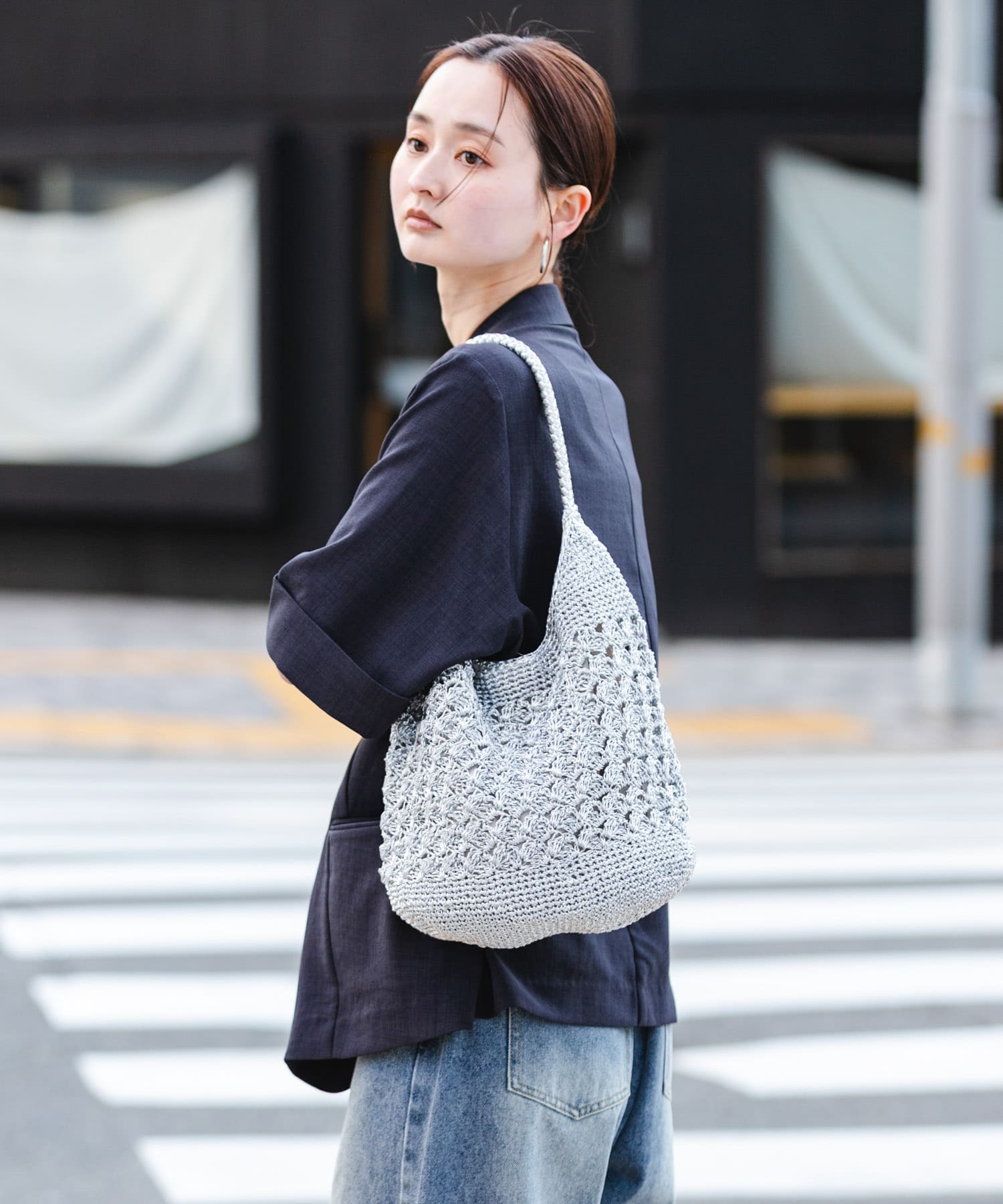 メタリックヤーンバッグ SILVER One