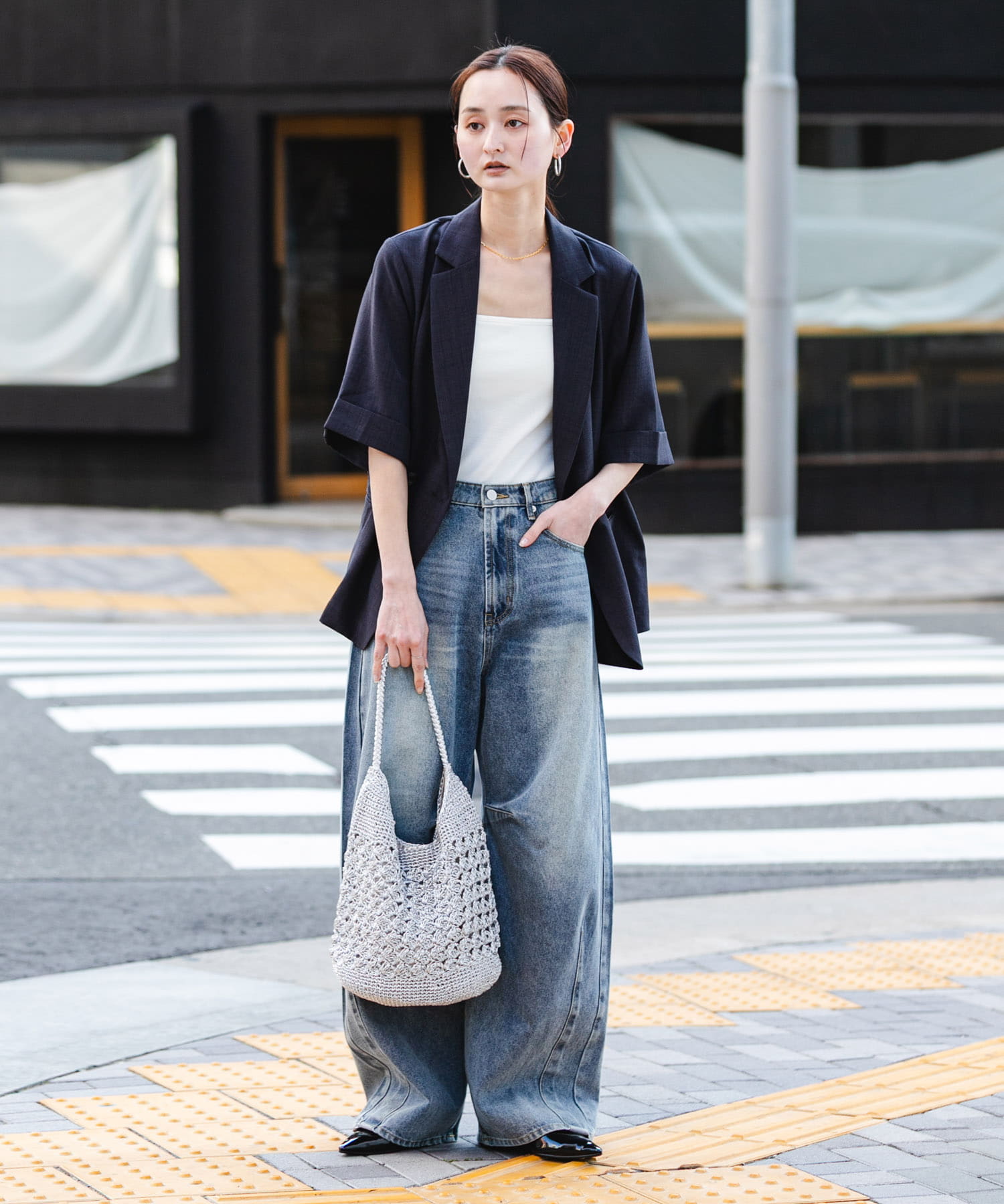 メタリックヤーンバッグ SILVER One