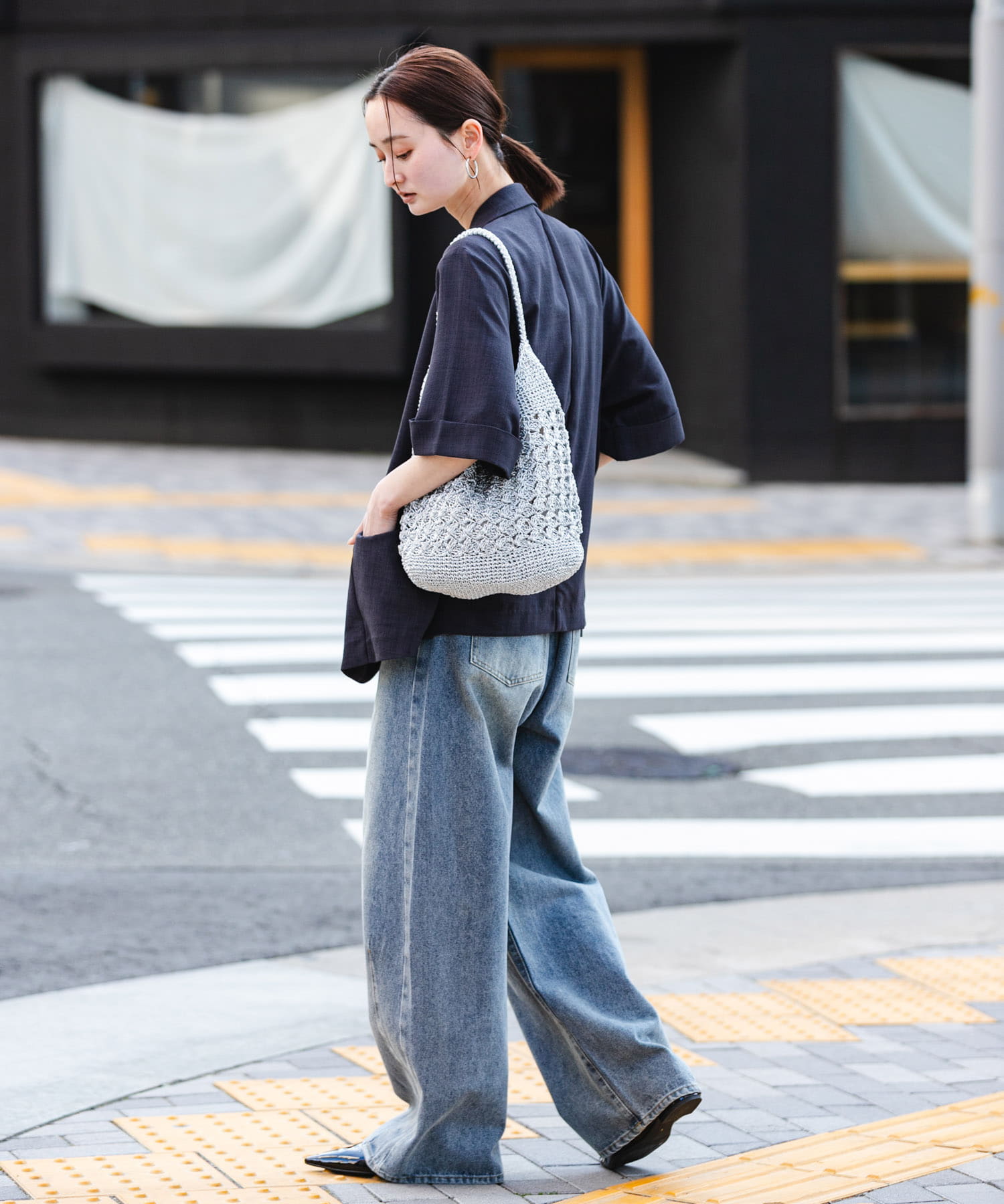 メタリックヤーンバッグ SILVER One