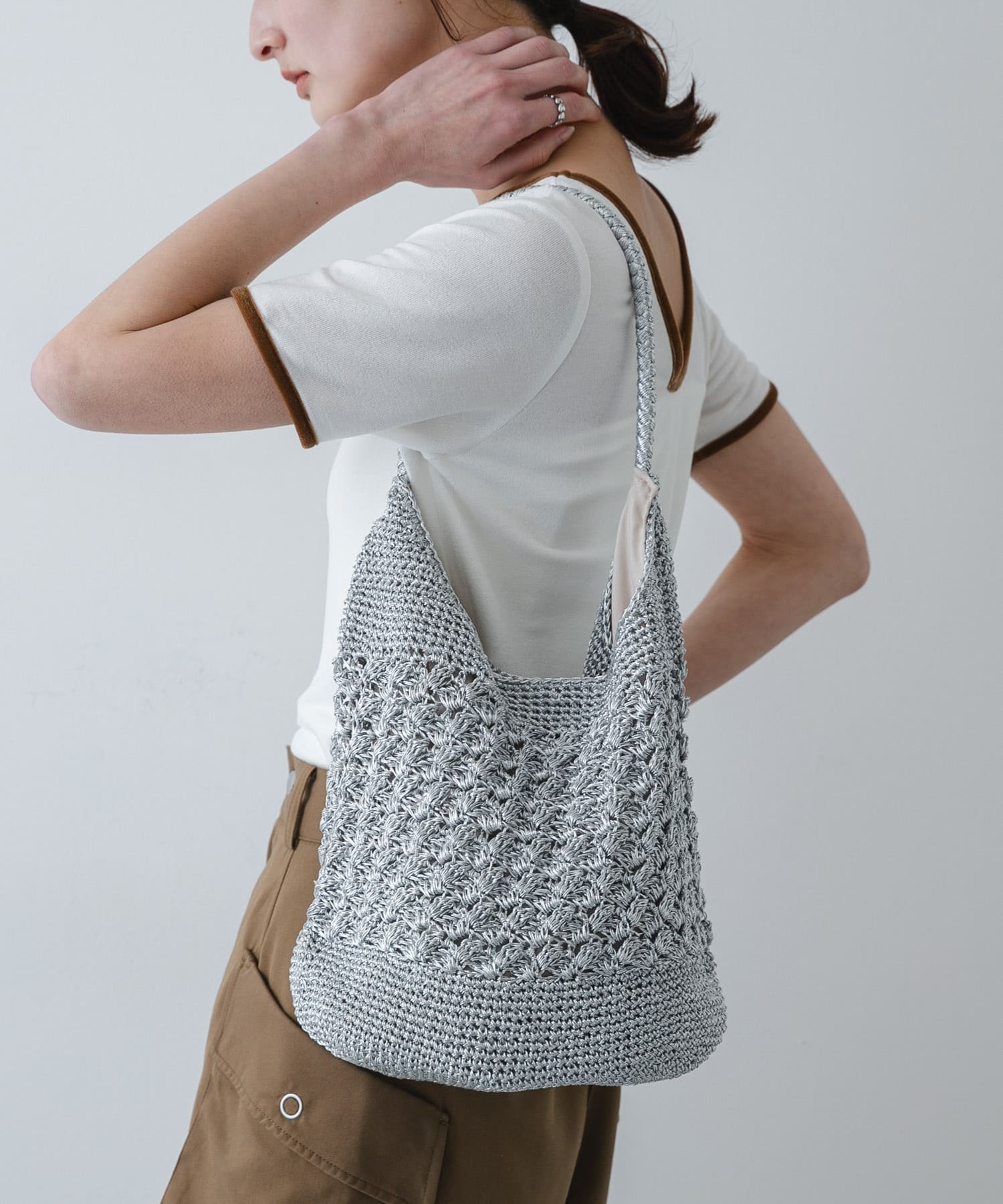 メタリックヤーンバッグ SILVER One