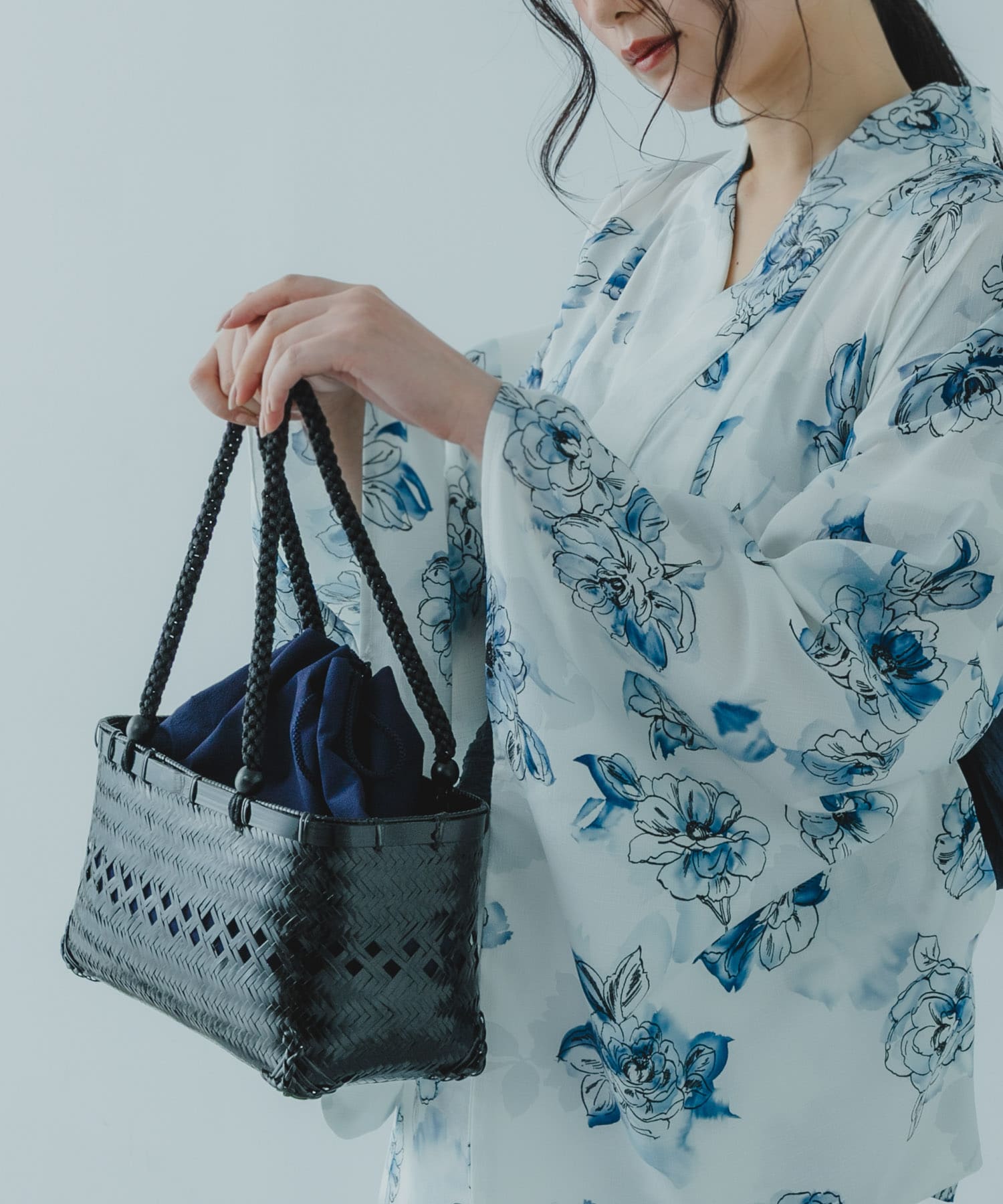『WEB/一部店舗限定』スクエアバンブーカゴバッグ