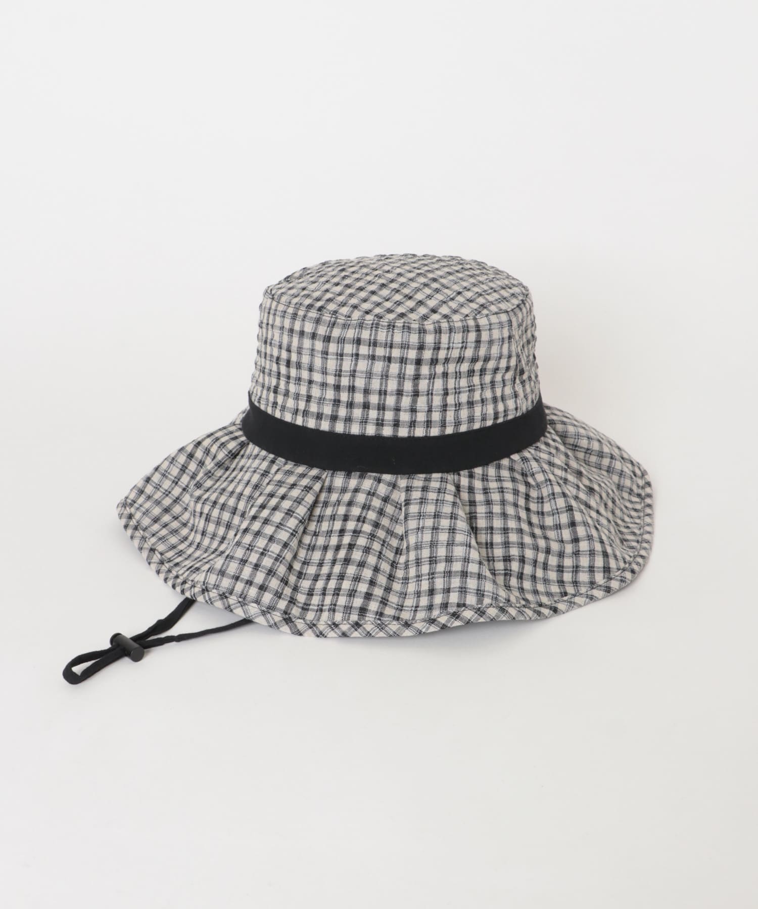 ジュートライクフリルハット BLK×WHT One