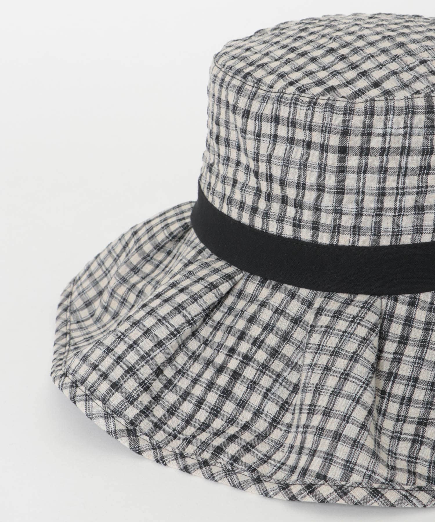 ジュートライクフリルハット BLK×WHT One