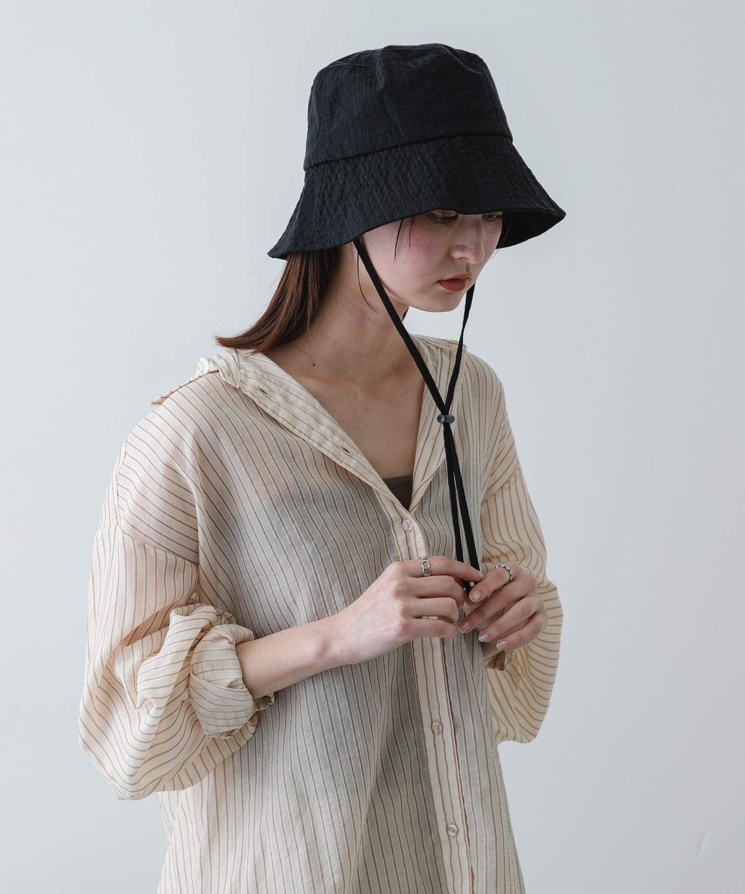 UVダウンブリムハット BLACK One